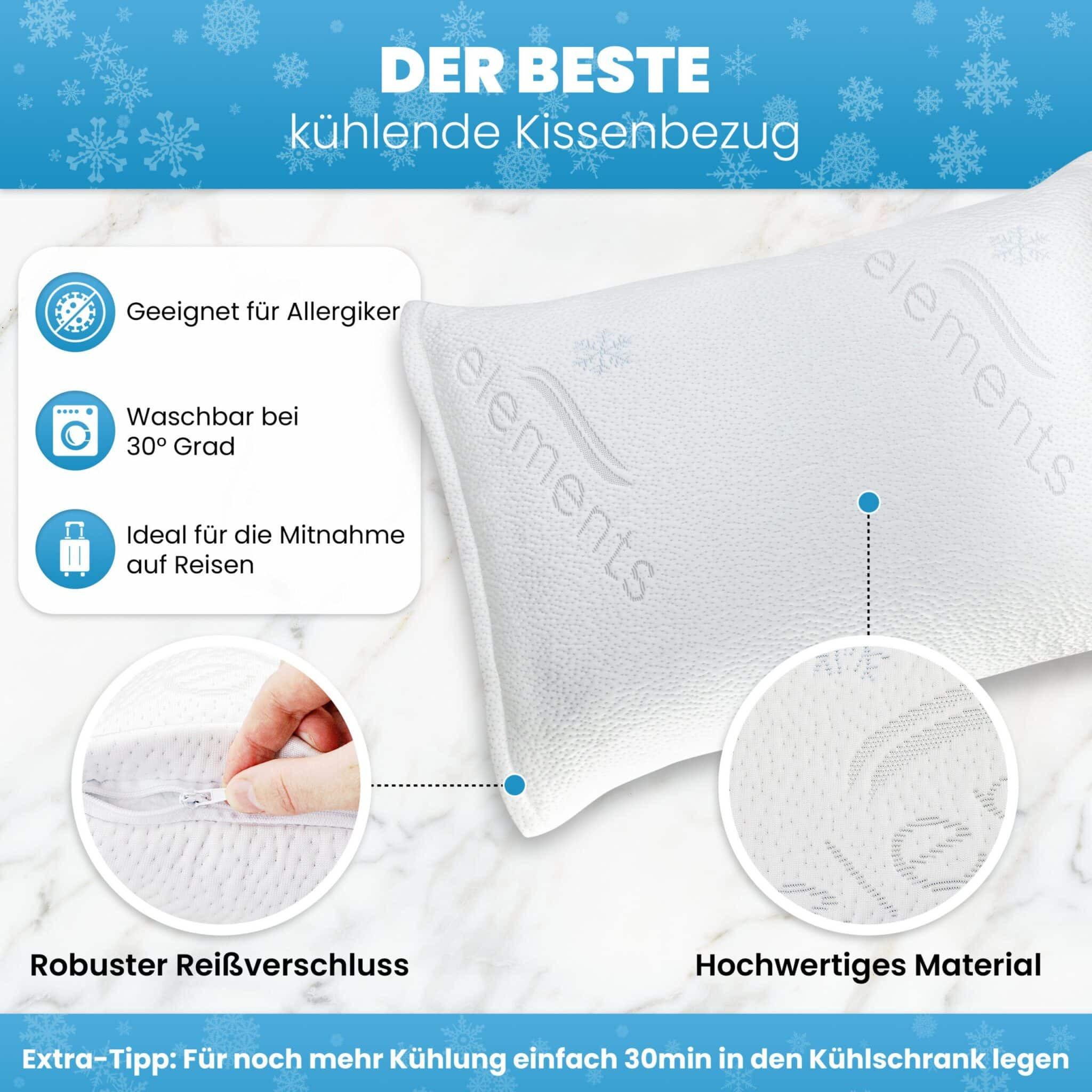 Mara Vital Kühlender Kissenbezug Elements Cool 2er Set – Kissenbezug / Kissenbezug kühlend - Bio GOTS Premium