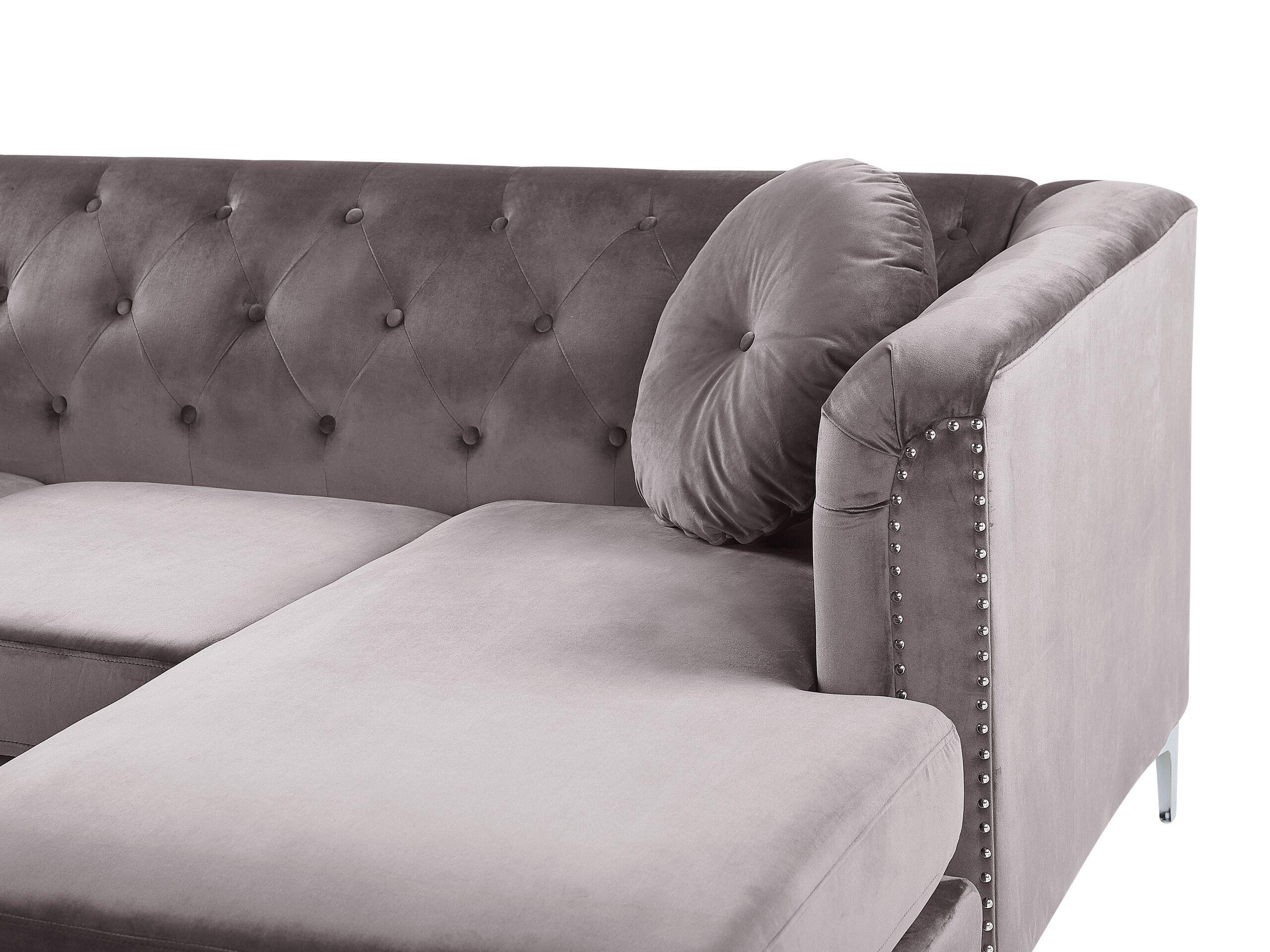 Beliani Ecksofa aus Samtstoff Modern FLEN