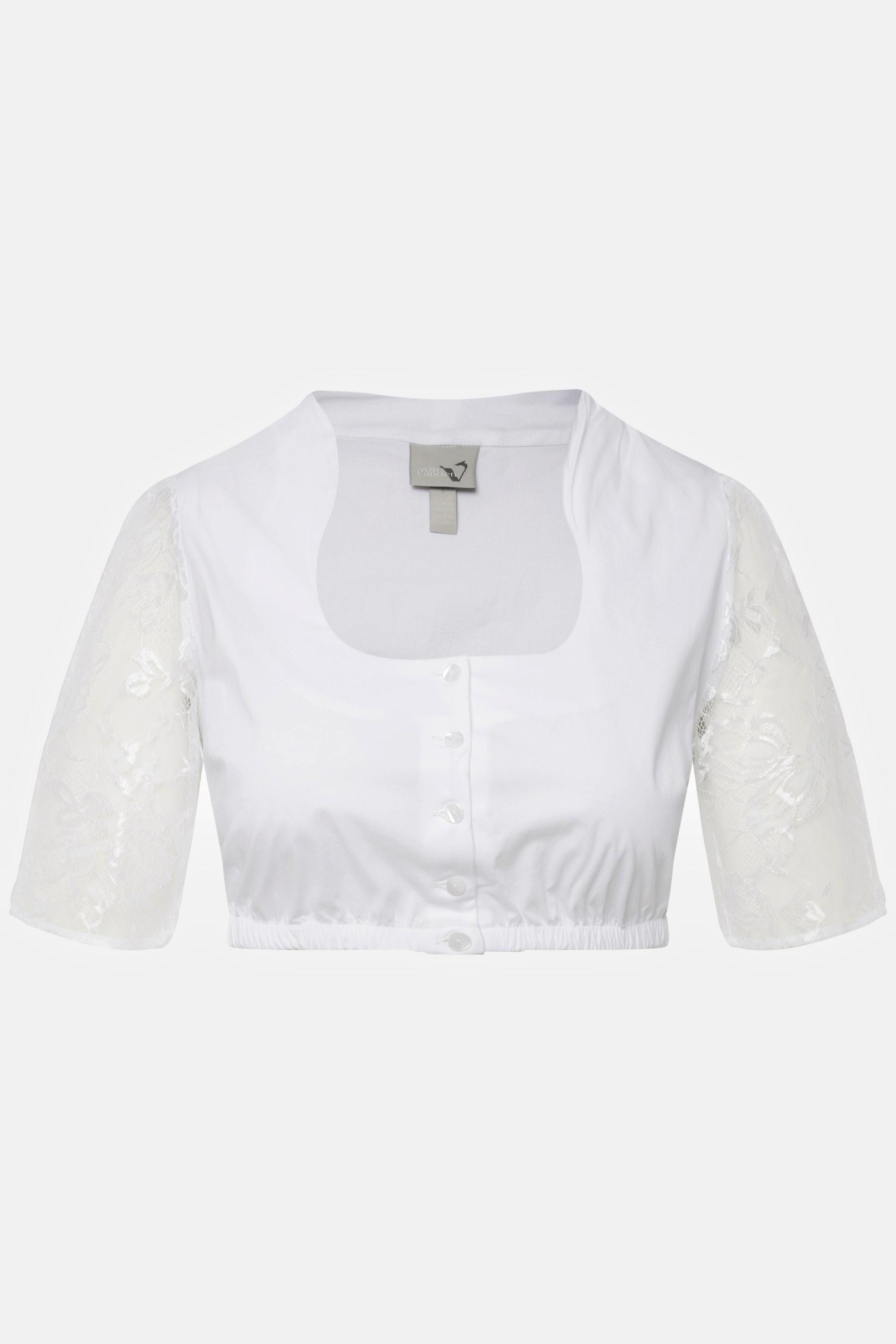 Ulla Popken Dirndlbluse Stehkragen Carree-Ausschnitt 1/2-Arm