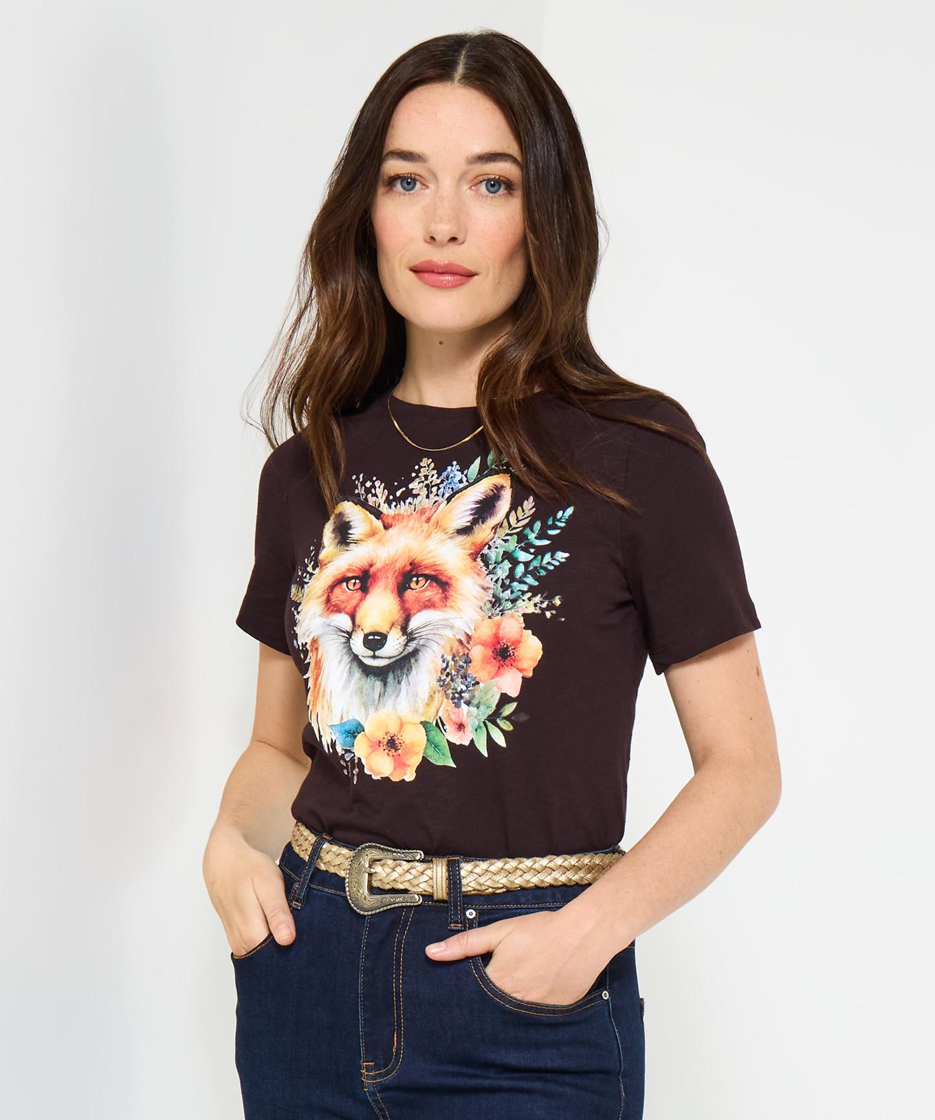 Joe Browns Herbstliches Fuchs-T-Shirt mit Rundhals und kurzen Ärmeln