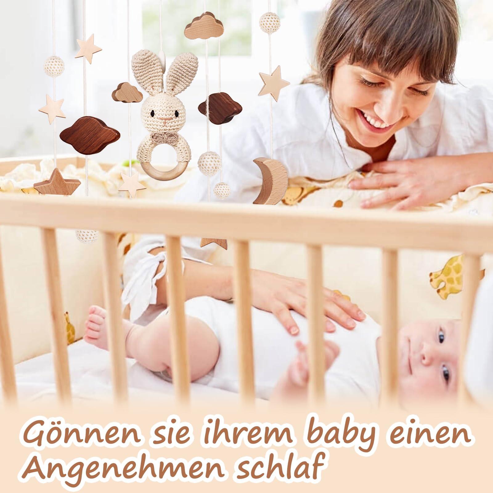 Activity-board Mobile Babybettchen Bettchen Glocke Windspiel Baby mit Wolken Sterne