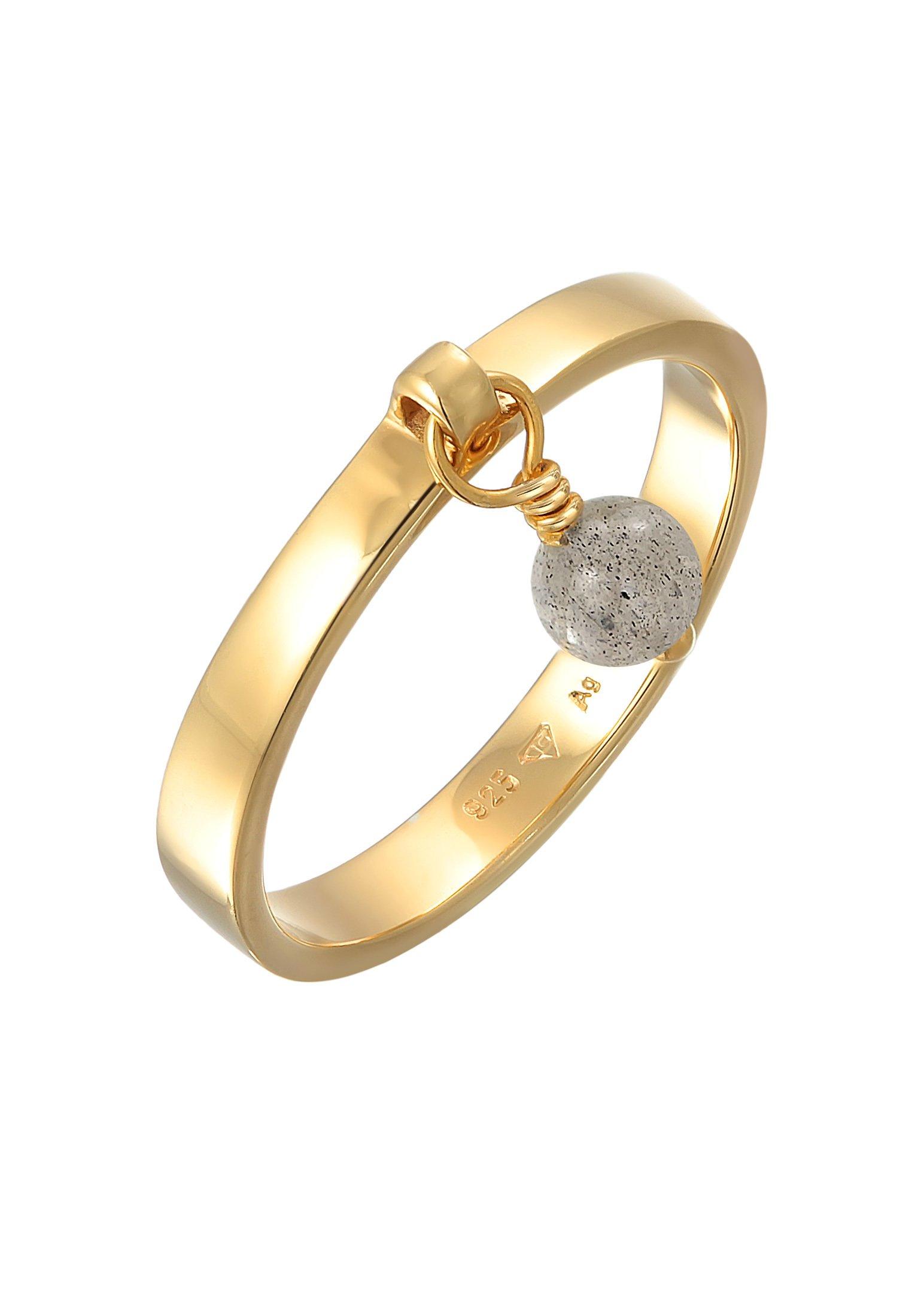 Elli Ring Bandring Stapelring Labradorit 925 Silber Vergoldet