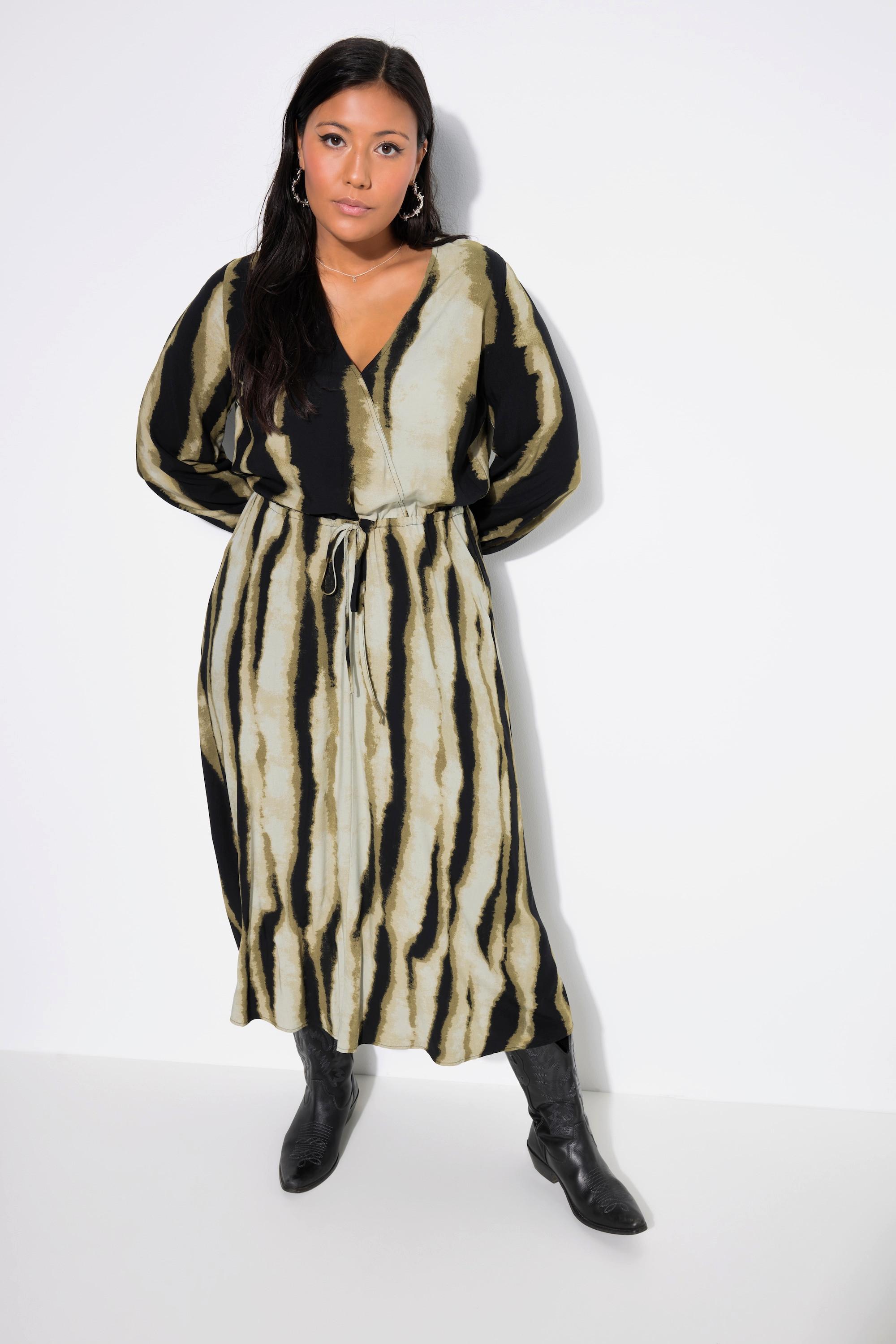 Studio Untold Maxikleid A-Linie Batik-Streifen Wickel-Optik