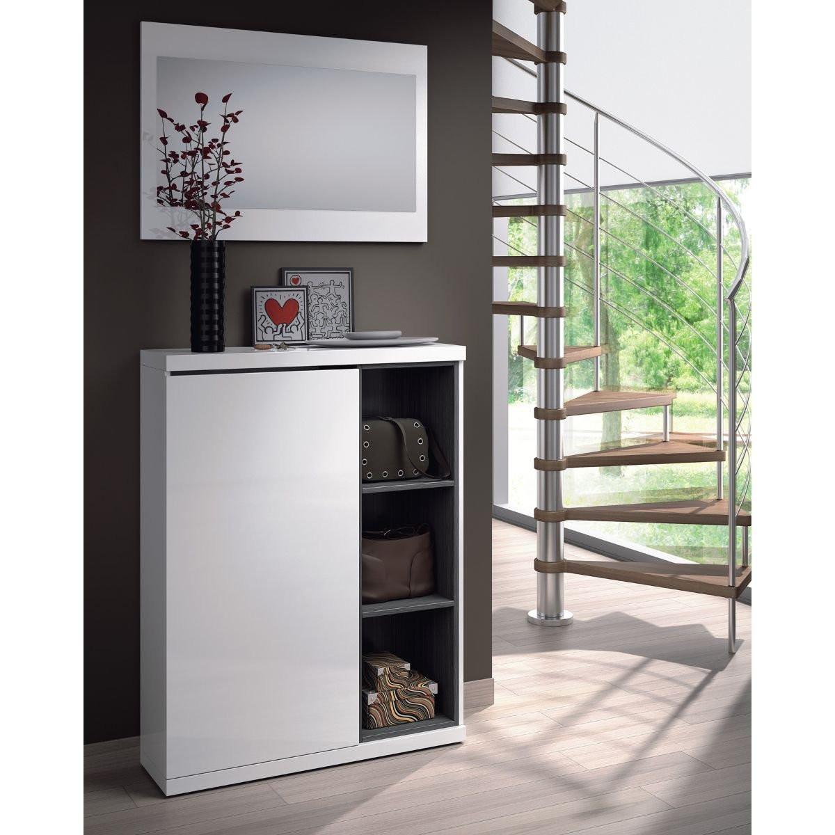Calicosy Mueble recibidor Adhara 1 puerta con zapatero y espejo - L108 cm