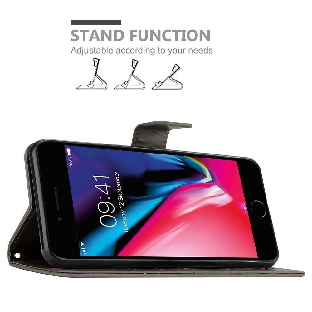 Cadorabo Hülle für Apple iPhone 7 PLUS 7S PLUS 8 PLUS Blumen Design Magnetverschluss