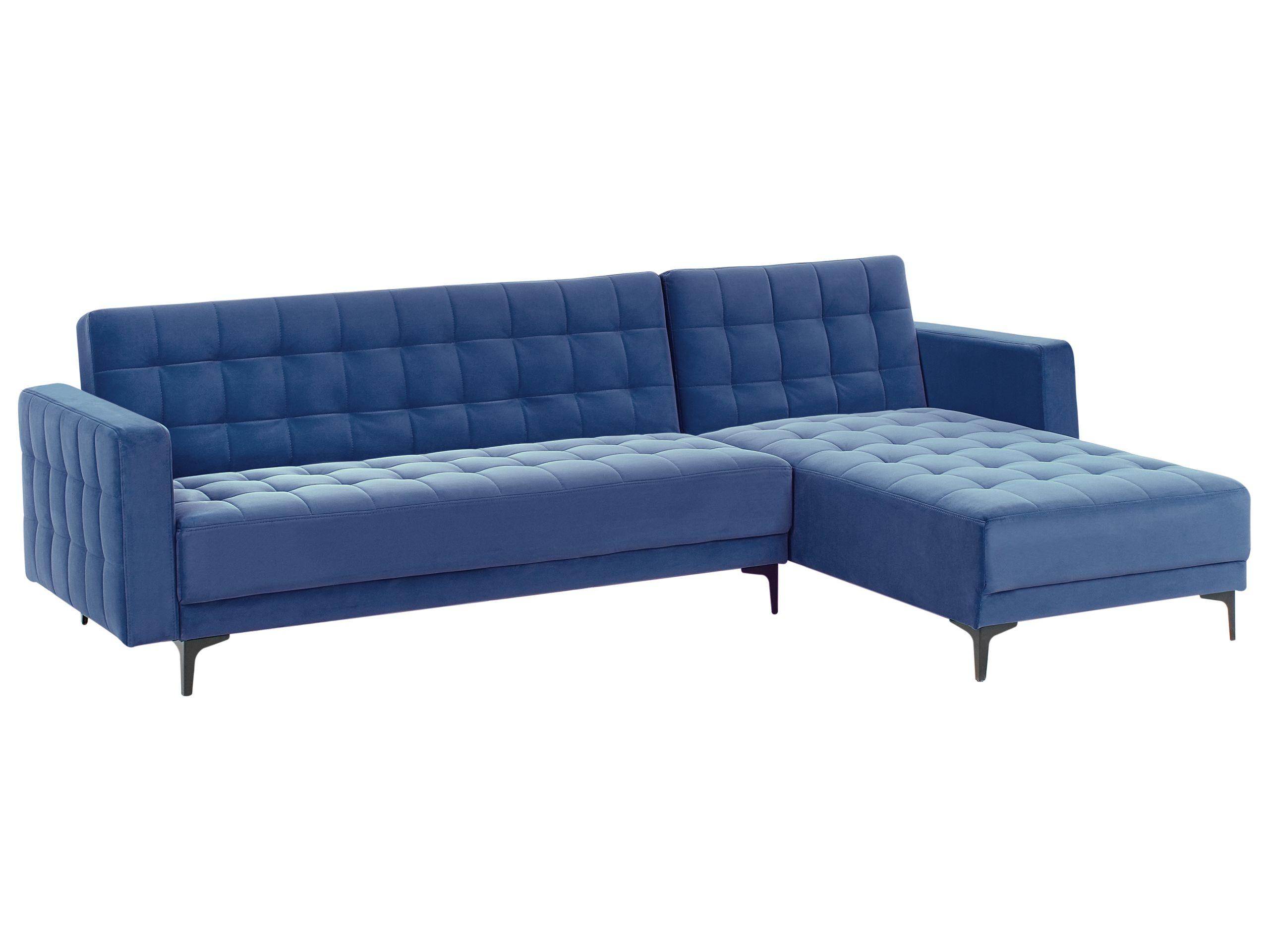 Beliani Linksseitiges Ecksofa aus Samtstoff Modern ABERDEEN