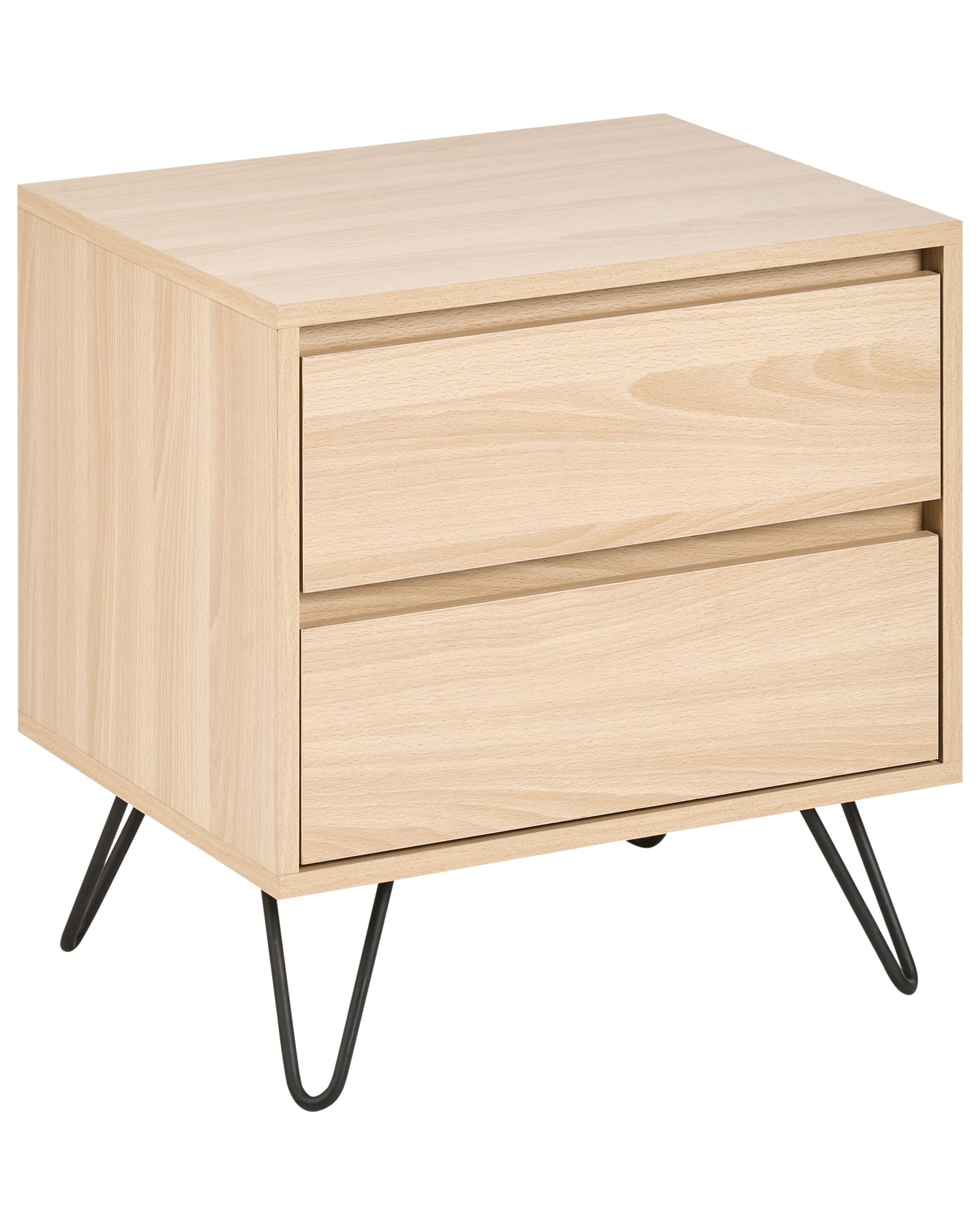 Beliani Nachttisch mit 2 Schubladen aus Faserplatte Minimalistisch CARDIGAN