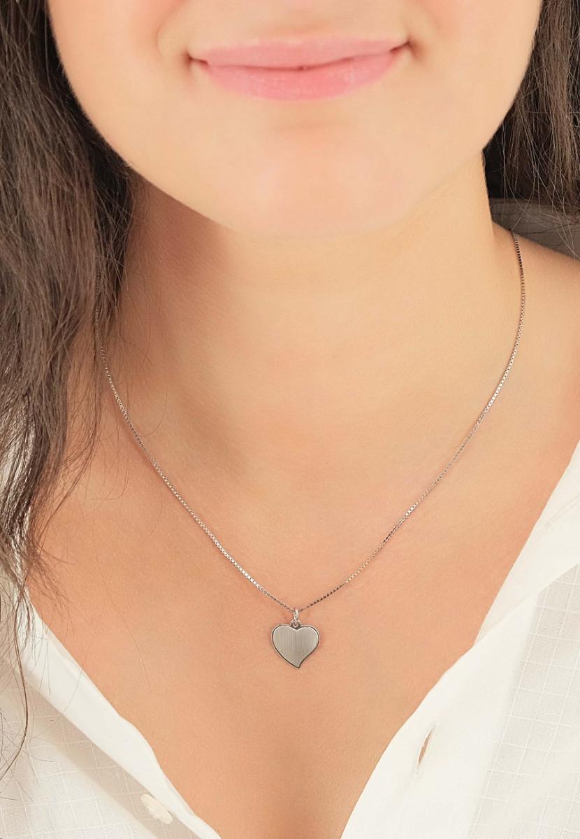 MUAU Schmuck Anhänger Herz Weissgold 750, 18x14mm