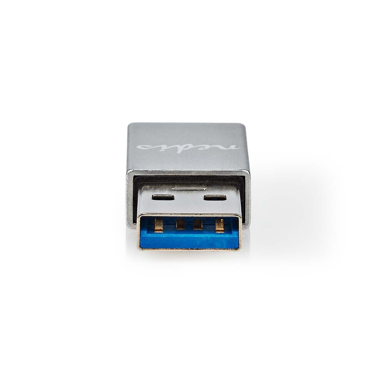 Nedis USB-A Adapter | USB 3.2 Gen 1 | USB-A Stecker | USB-C™ Buchse | 5 Gbps | Rund | Vernickelt | Silber | Schloss