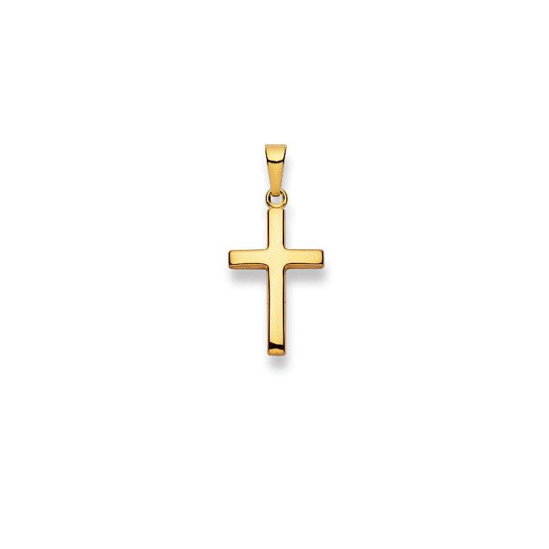 MUAU Schmuck Anhänger Kreuz Gelbgold 750, 26x12mm