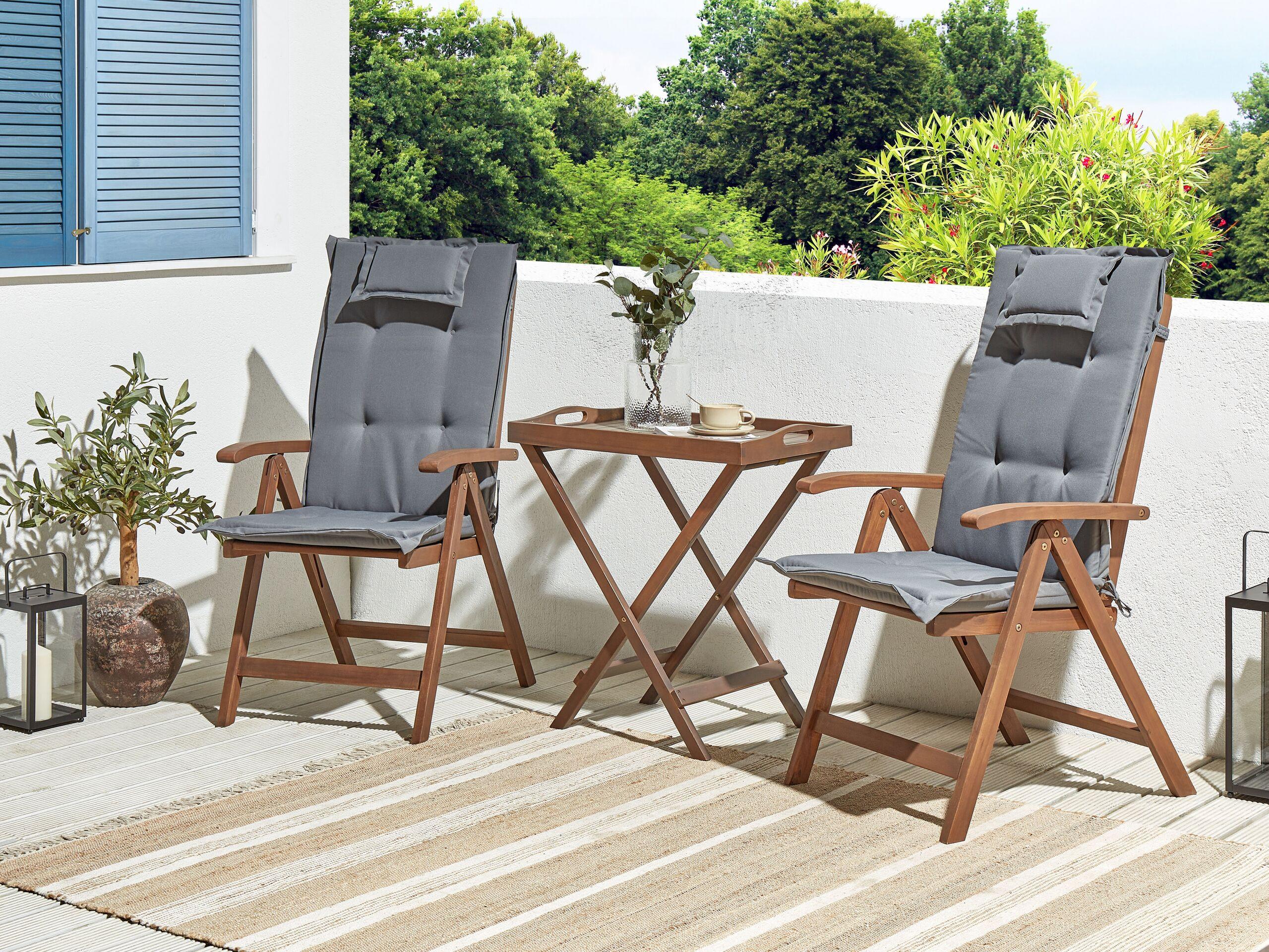 Beliani Bistro Set aus Akazienholz Rustikal AMANTEA