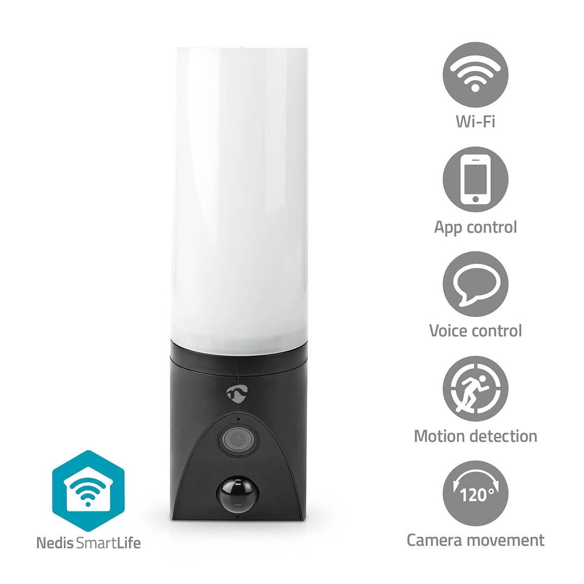 Nedis SmartLife Außenkamera | Wi-Fi | Umgebungslicht | Full HD 1080p | IP65 | microSD (nicht enthalten) / Cloud-Speicher (optional) / Onvif | 100 - 240 V AC | Mit Bewegungssensor | Nachtsicht | Schwarz.