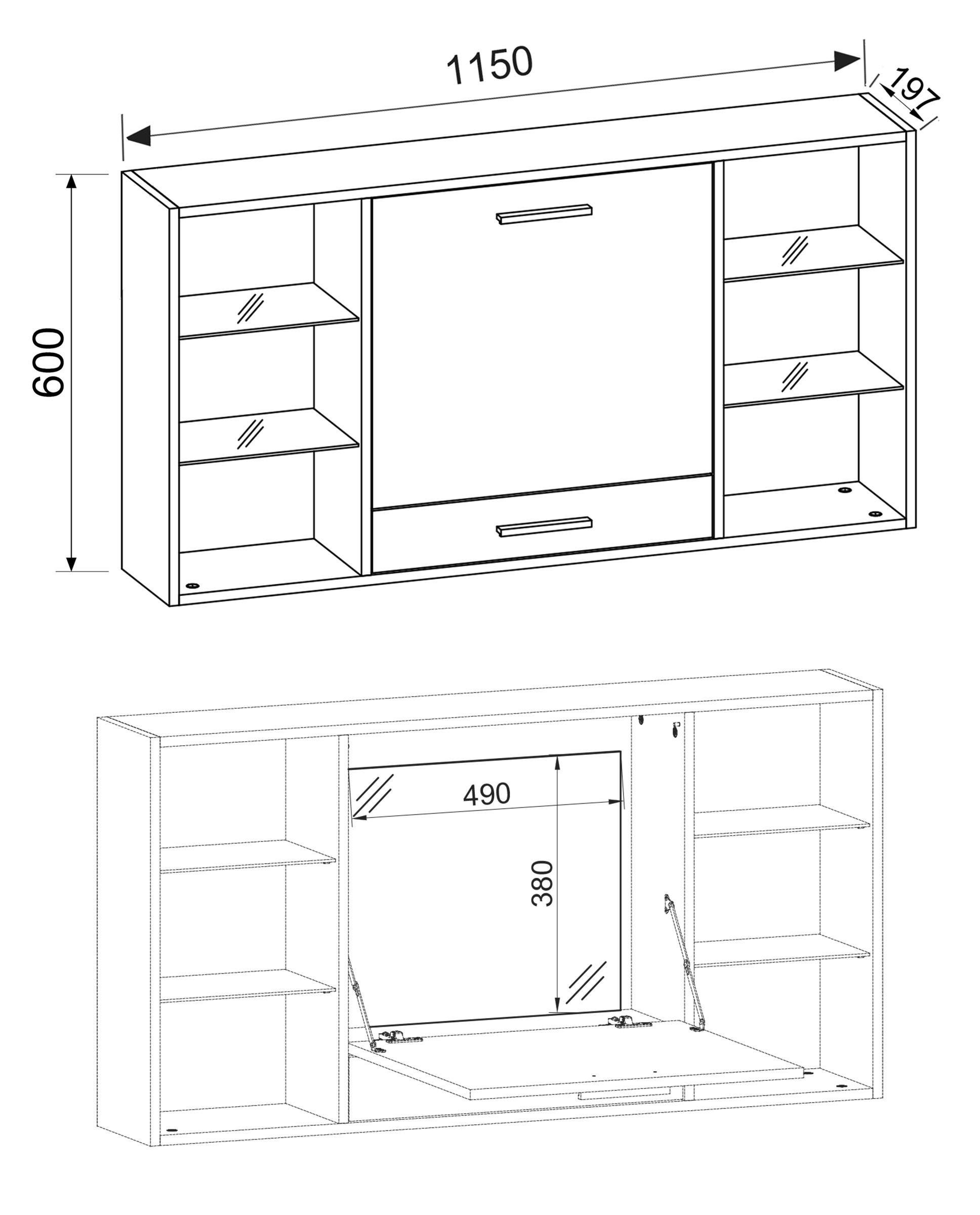 VCM Holz Hänge Schreibtisch Wandschreibtisch Computertisch Schublade Teala