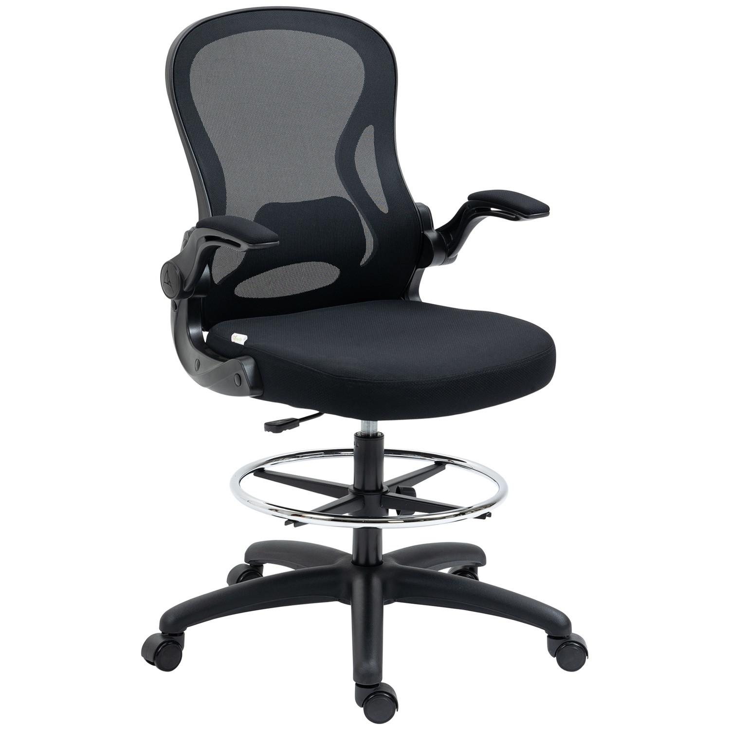 Northio Bürostuhl Ergonomischer Arbeitsstuhl Mit Verstellbarem Fußring, 110-130 Cm Höhenverstellbar, Rollen, Lendenwirbelstütze, Schwarz