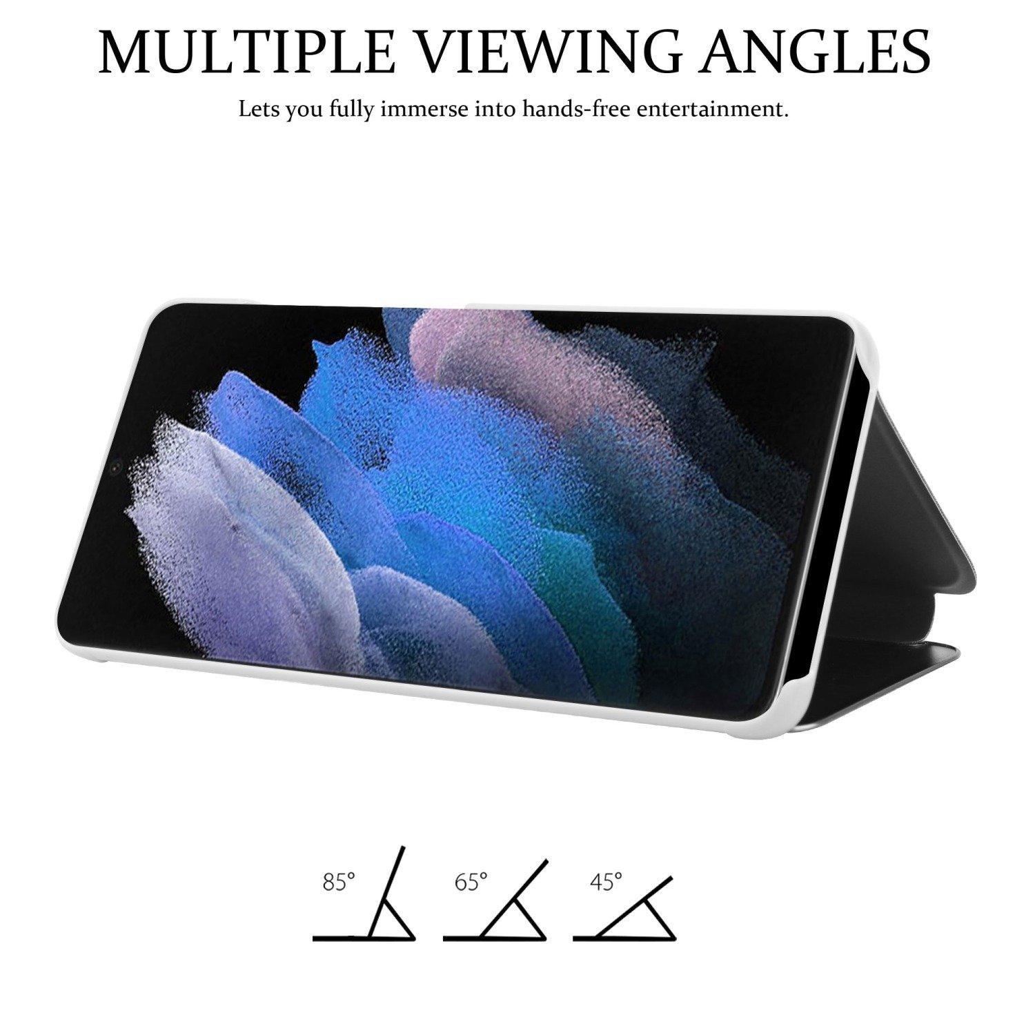 Cadorabo Hülle für Samsung Galaxy S22 ULTRA Spiegel Standfunktion 360 Grad Schutz