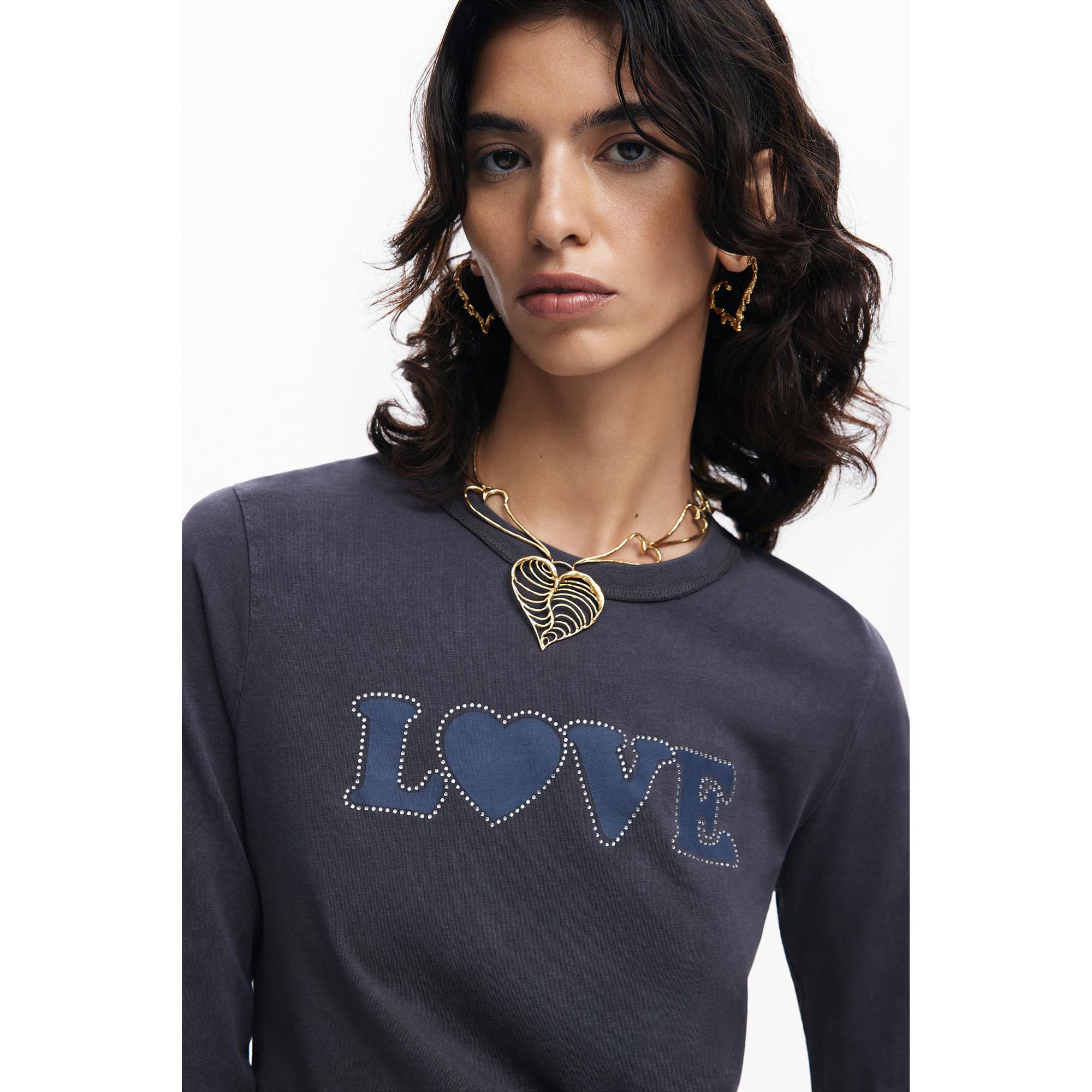 Desigual Langarm T-Shirt mit Love Print