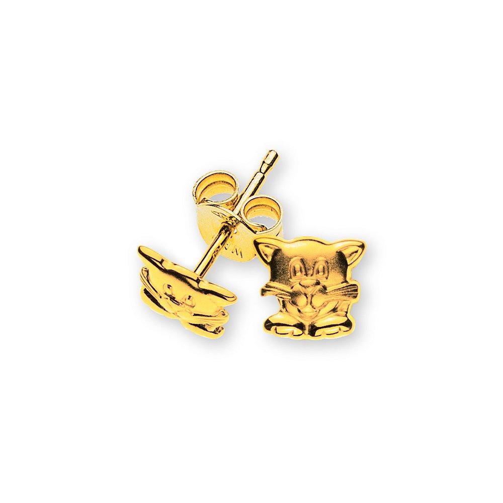 MUAU Schmuck Ohrstecker Katzen Gelbgold 750, 7mm