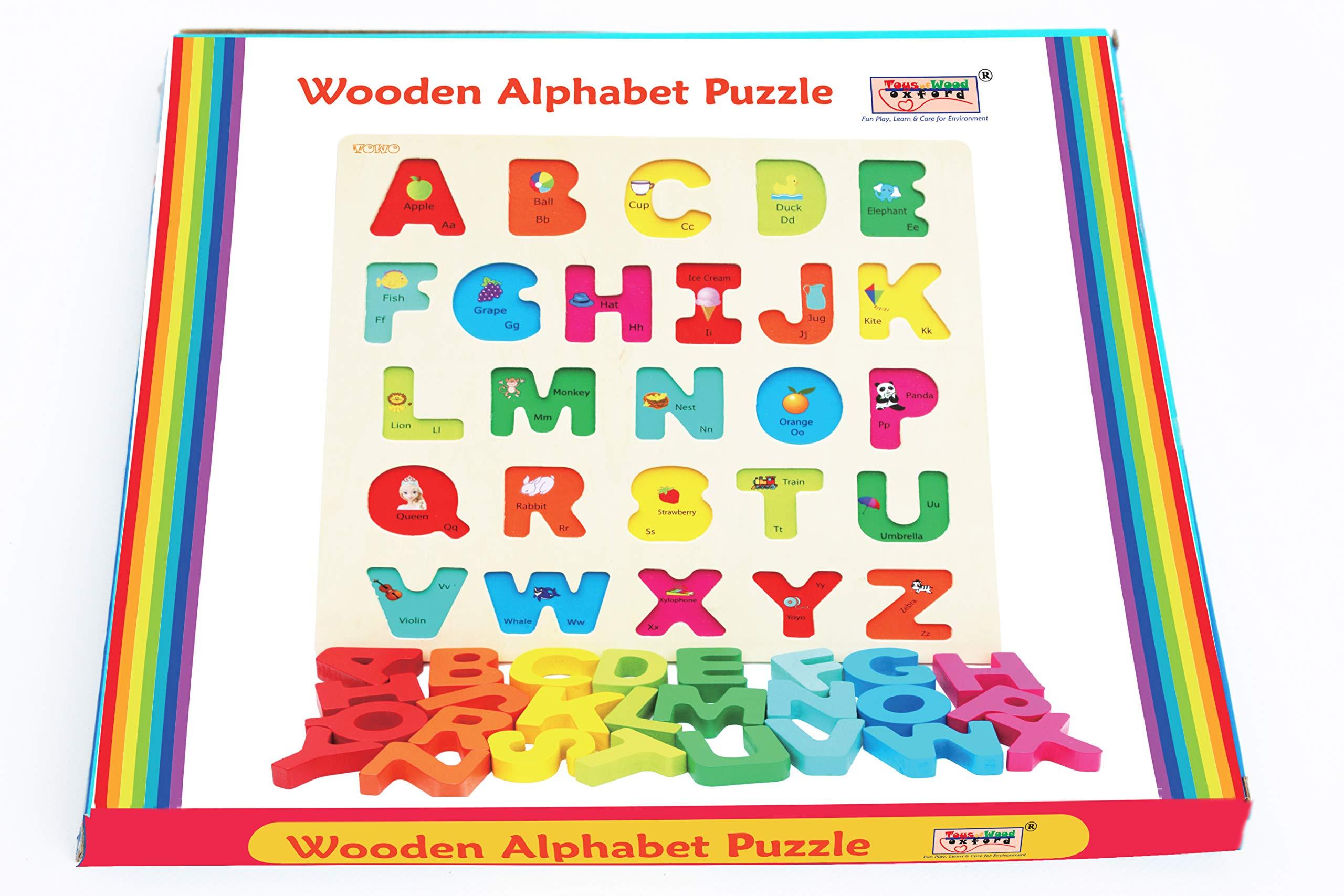 Activity-board Alphabetisches Holzspielzeug für Kleinkinder - Spielbrett mit großen Buchstaben und englischen Vokabeln - Holzpuzzle