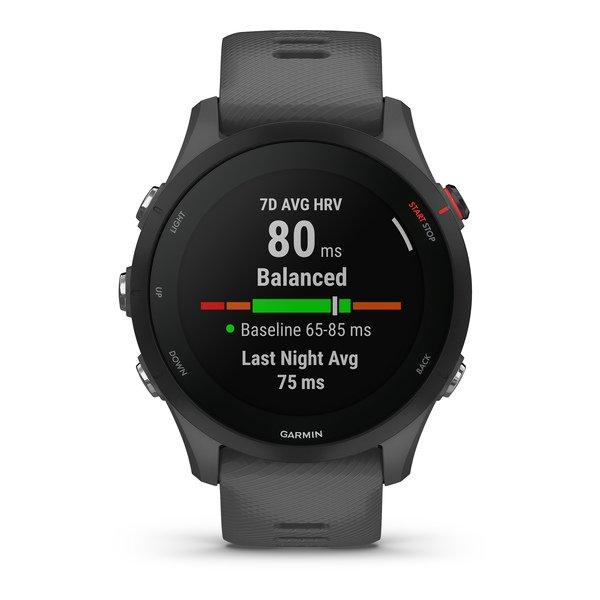 GARMIN Forerunner 255, Schiefergrau/schwarz Smartwatch Display