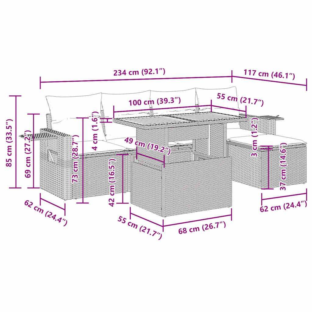 VidaXL Garten sofagarnitur poly-rattan