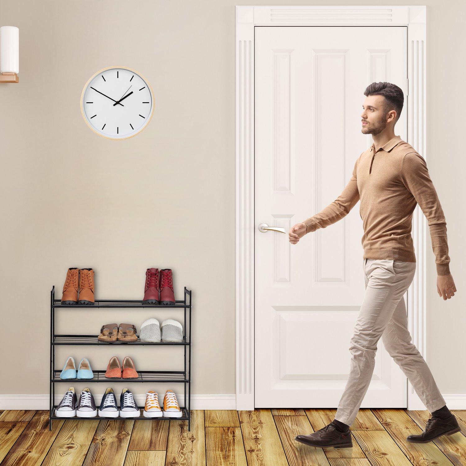 B2X Stapelbares Schuhregal mit 4 Ablagen