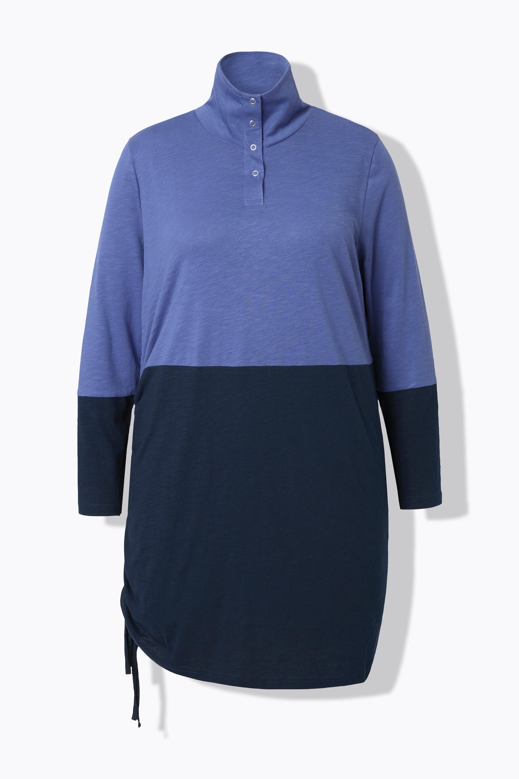Ulla Popken Longshirt Saumband Stehkragen Langarm Biobaumwolle