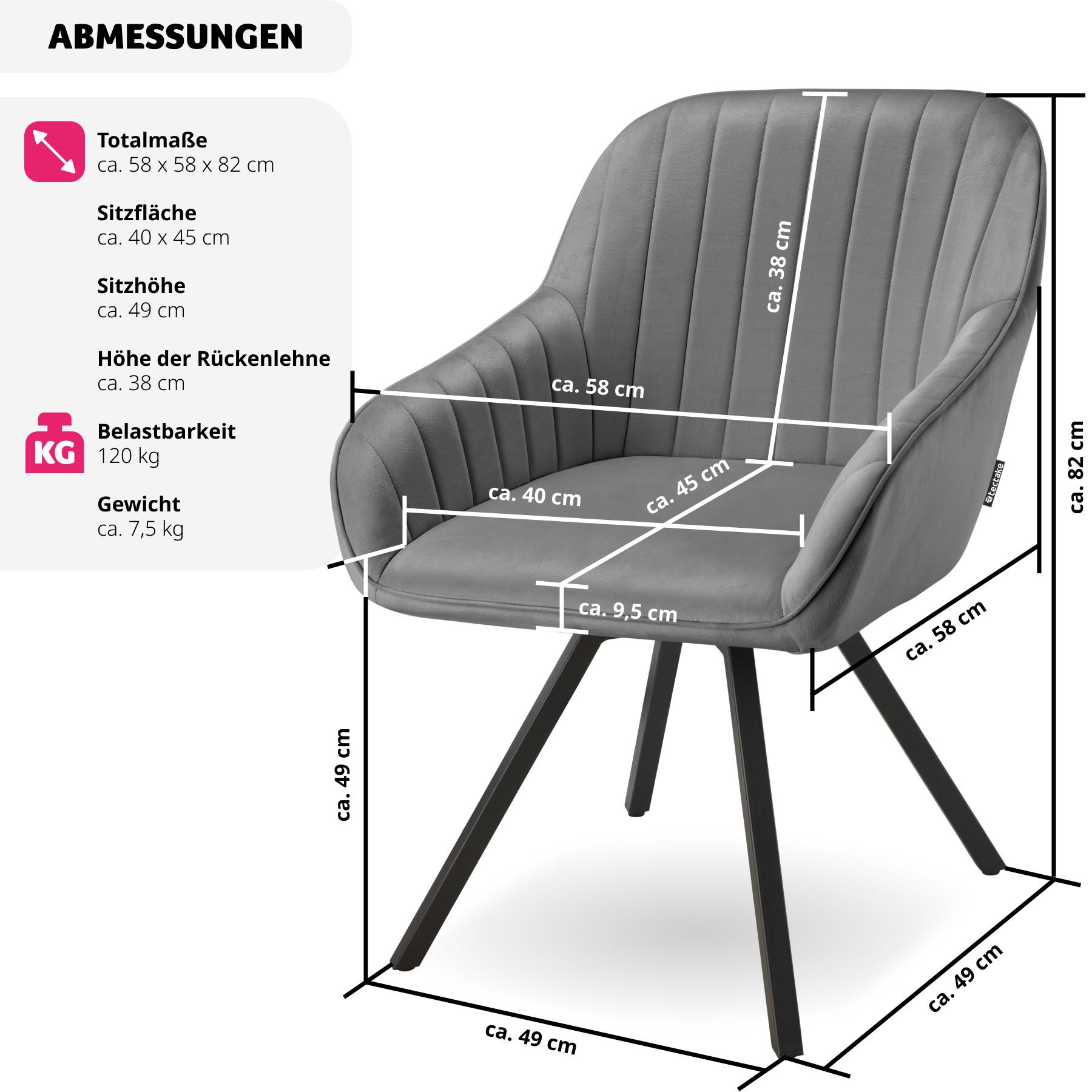 Tectake Drehbarer Armlehnstuhl Snug Samtoptik, gepolstert
