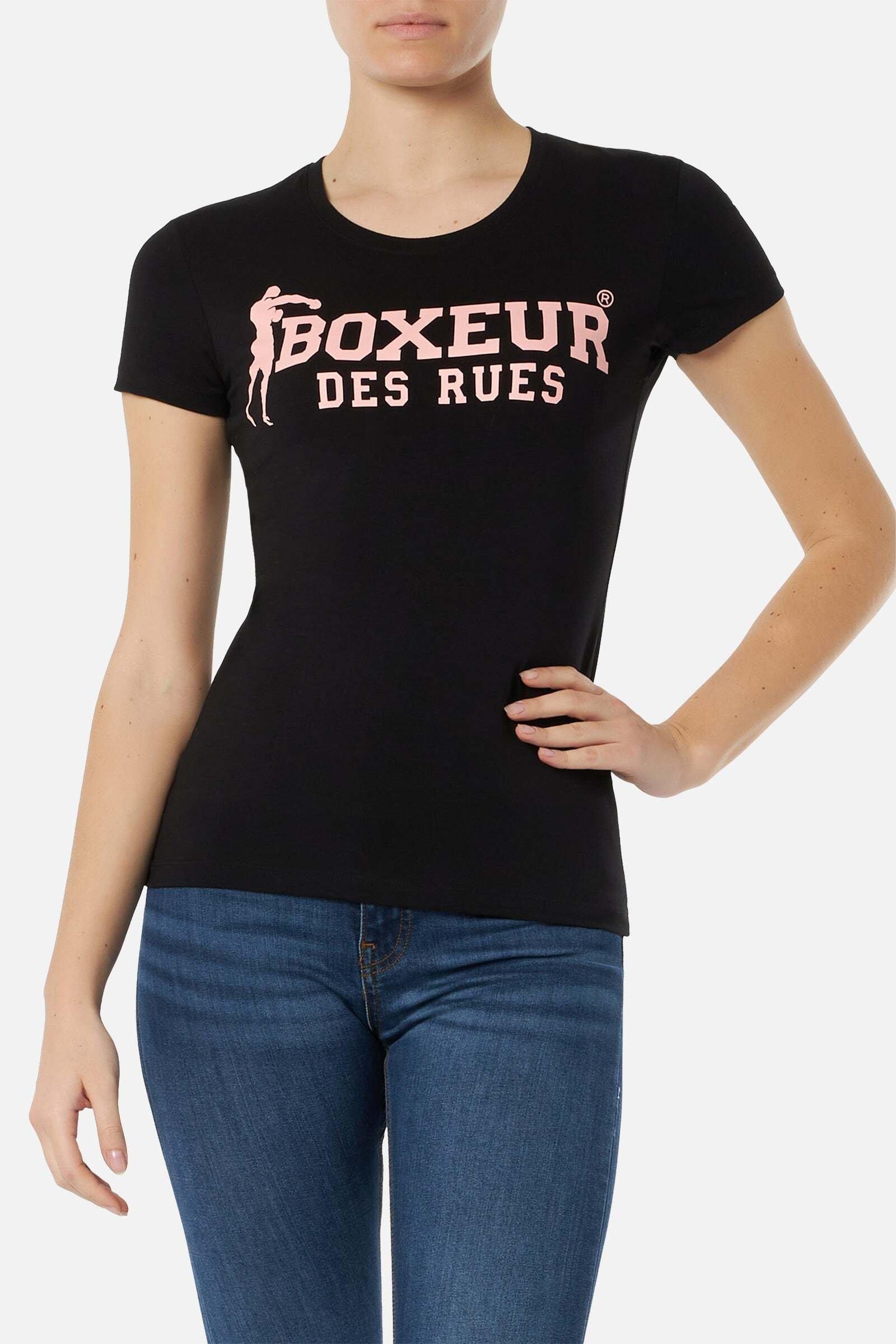 BOXEUR DES RUES Basic T-Shirt mit Frontlogo