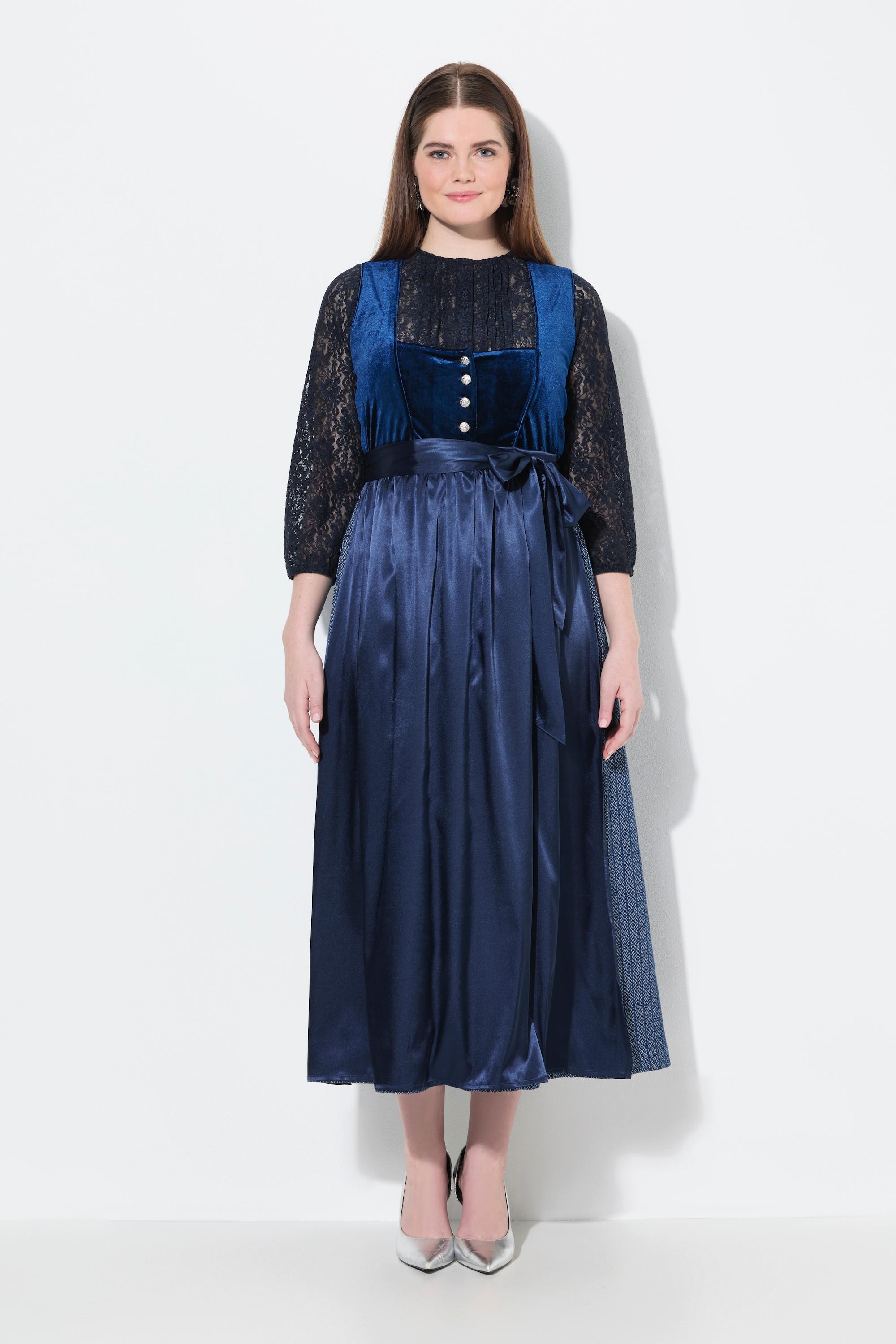 Ulla Popken Dirndl Stretch-Samt Carré-Ausschnitt Ärmellos