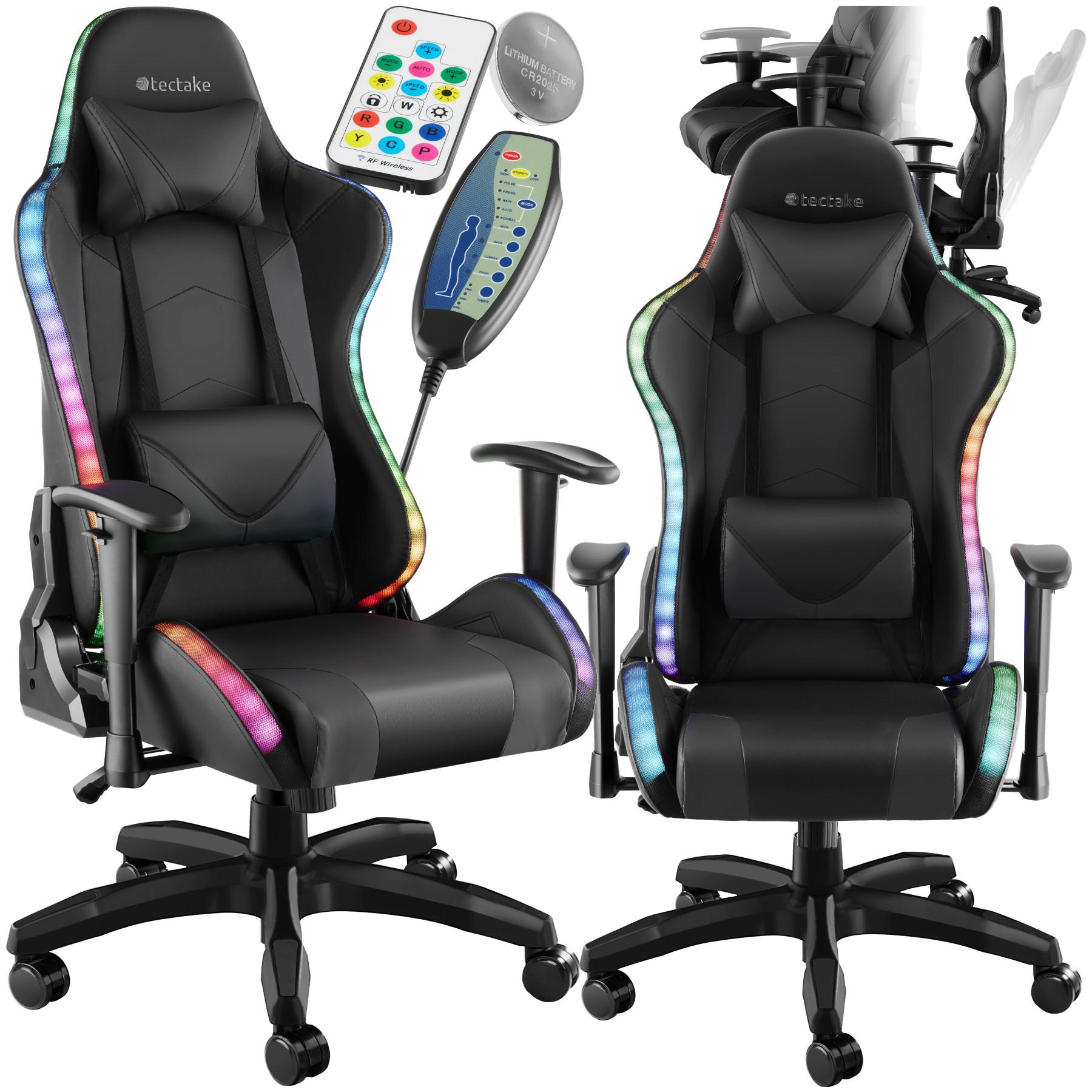 Tectake Gamingstuhl Tartaros, LED, Massagefunktion