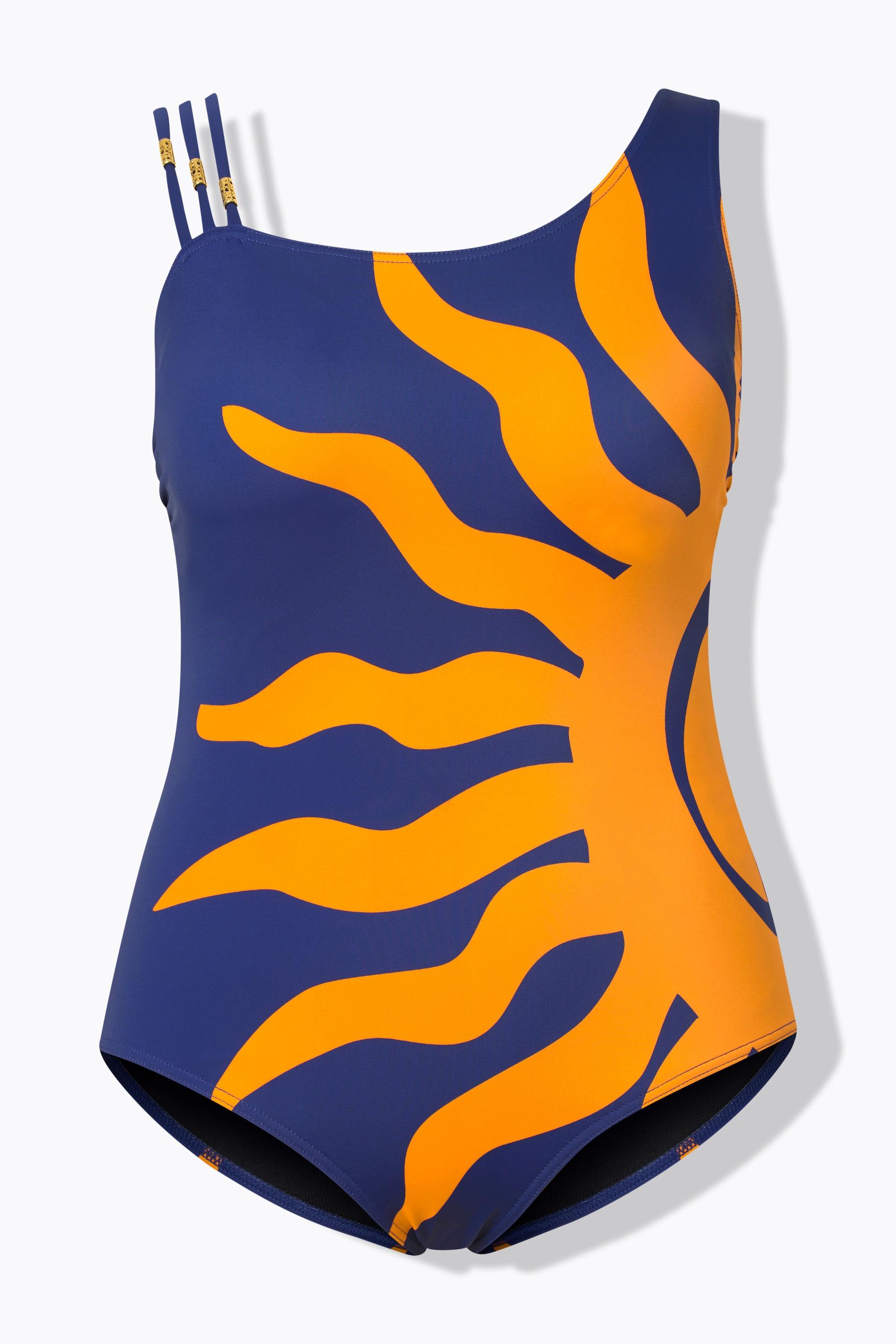 Ulla Popken Badeanzug, Sonne, Softcups, Zierringe, recycelt
