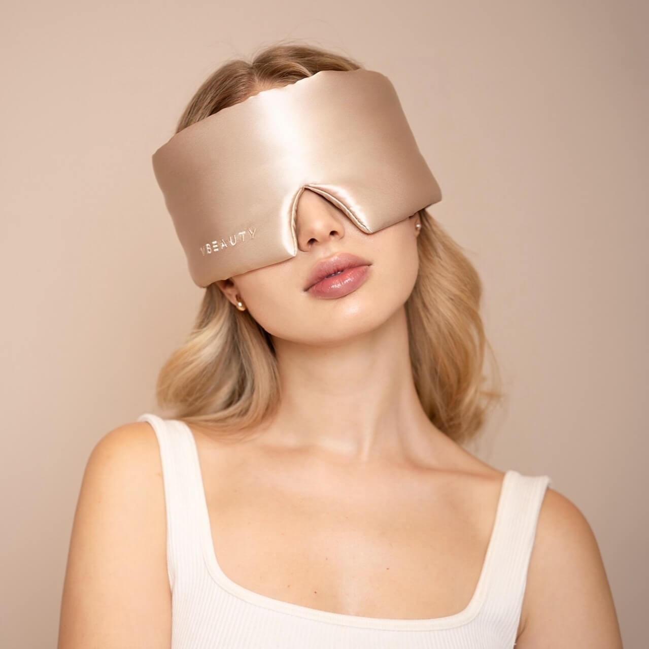 VBEAUTY Premium Deep Sleep Seiden Schlafmaske - Creme