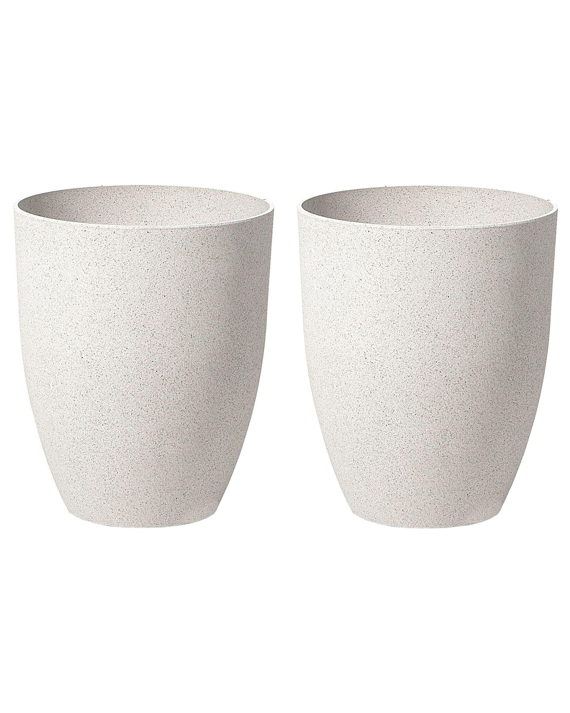 Beliani Set mit 2 Blumentöpfen aus Lehm-Faser-Mischung Klassisch CROTON