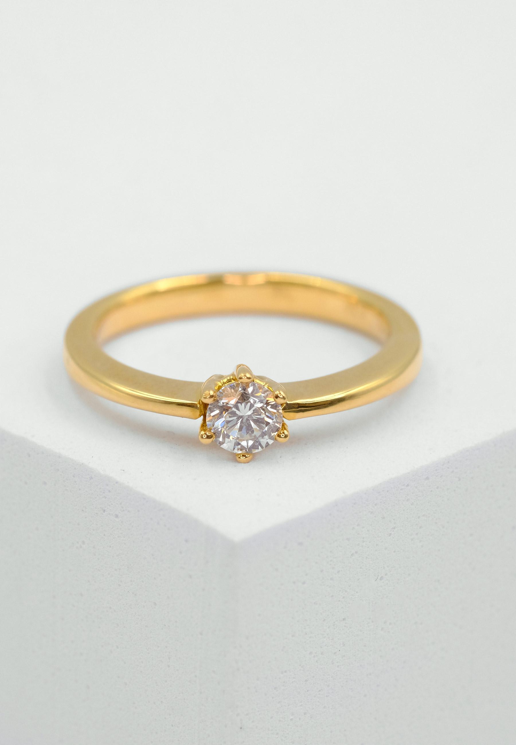 MUAU Schmuck Solitaire Ring Diamant 0.30ct. Gelbgold 750