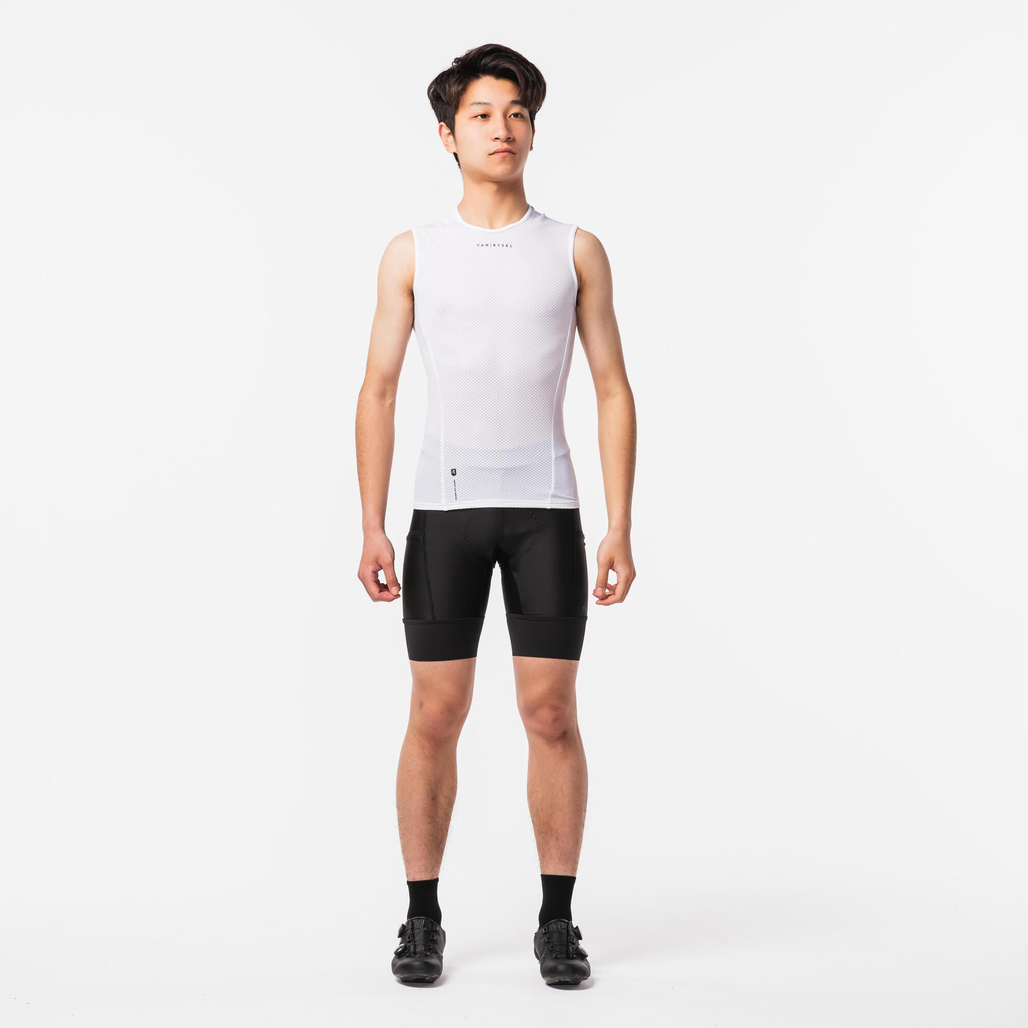 VAN RYSEL Fahrrad Unterwäsche Rennrad RC 500 Funktionsshirt ärmellos Herren weiss