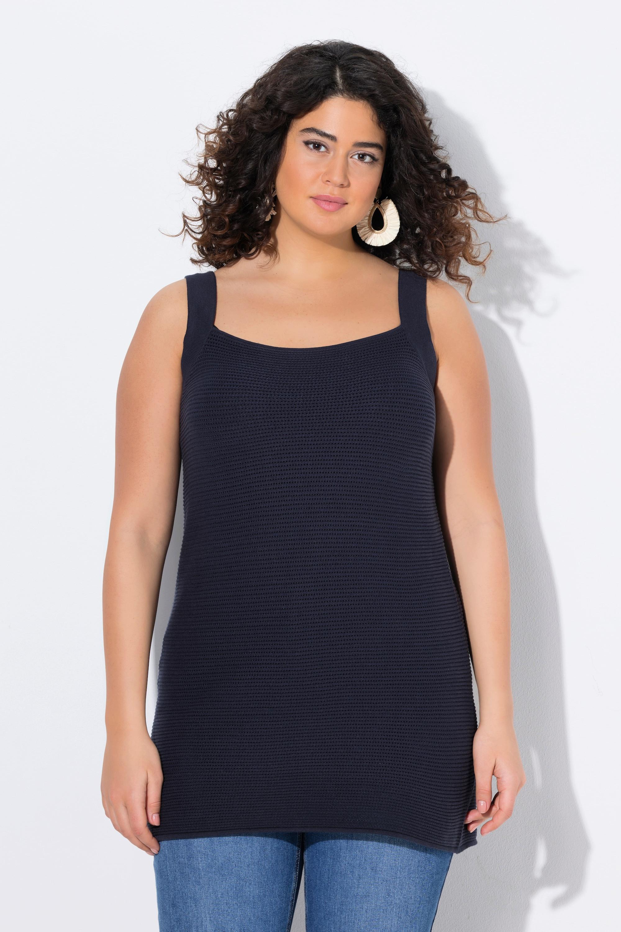 Ulla Popken Stricktop, Carré-Ausschnitt, ärmellos, Biobaumwolle