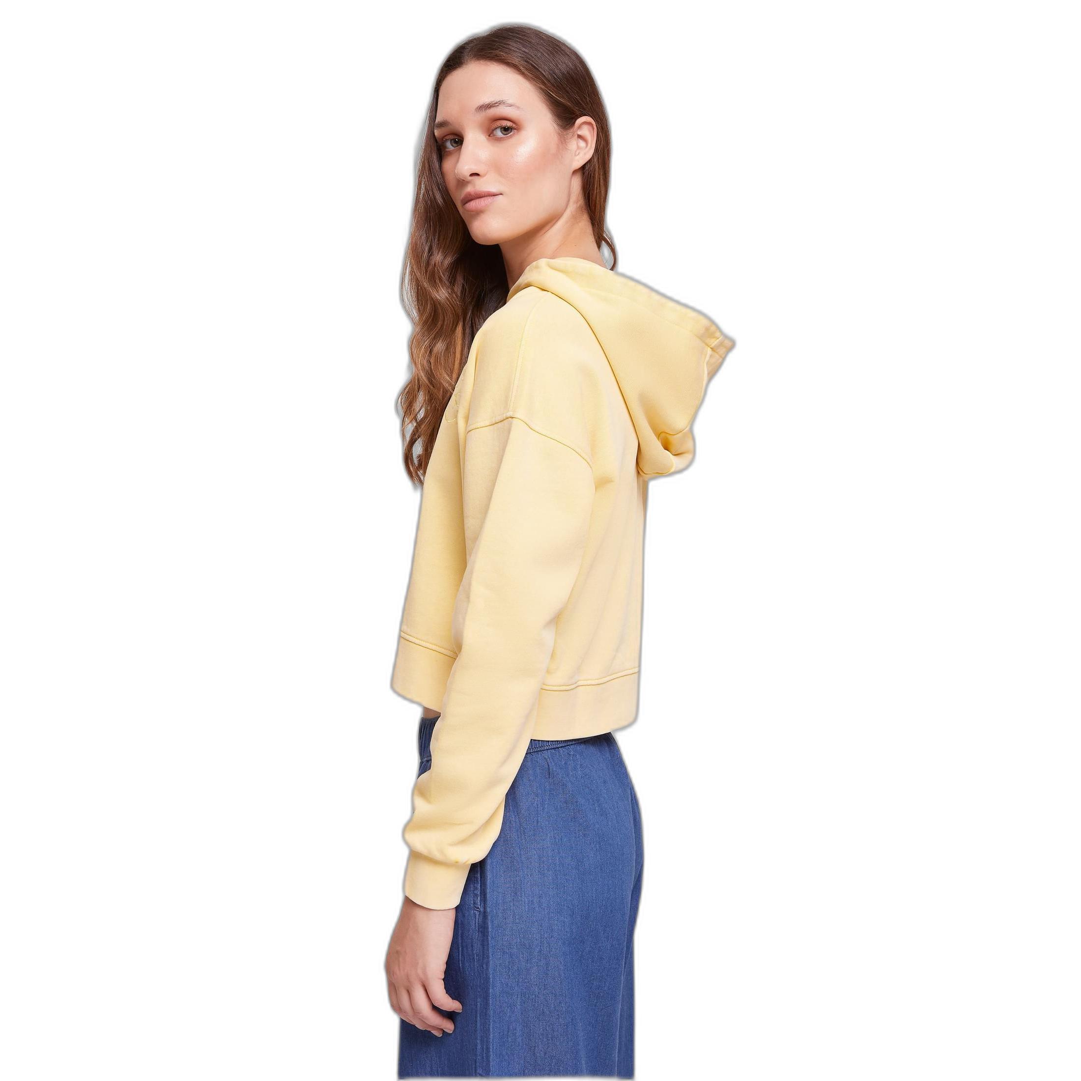 URBAN CLASSICS kapuzenpuover court aus frottee mit bumenstickerei urban cassics