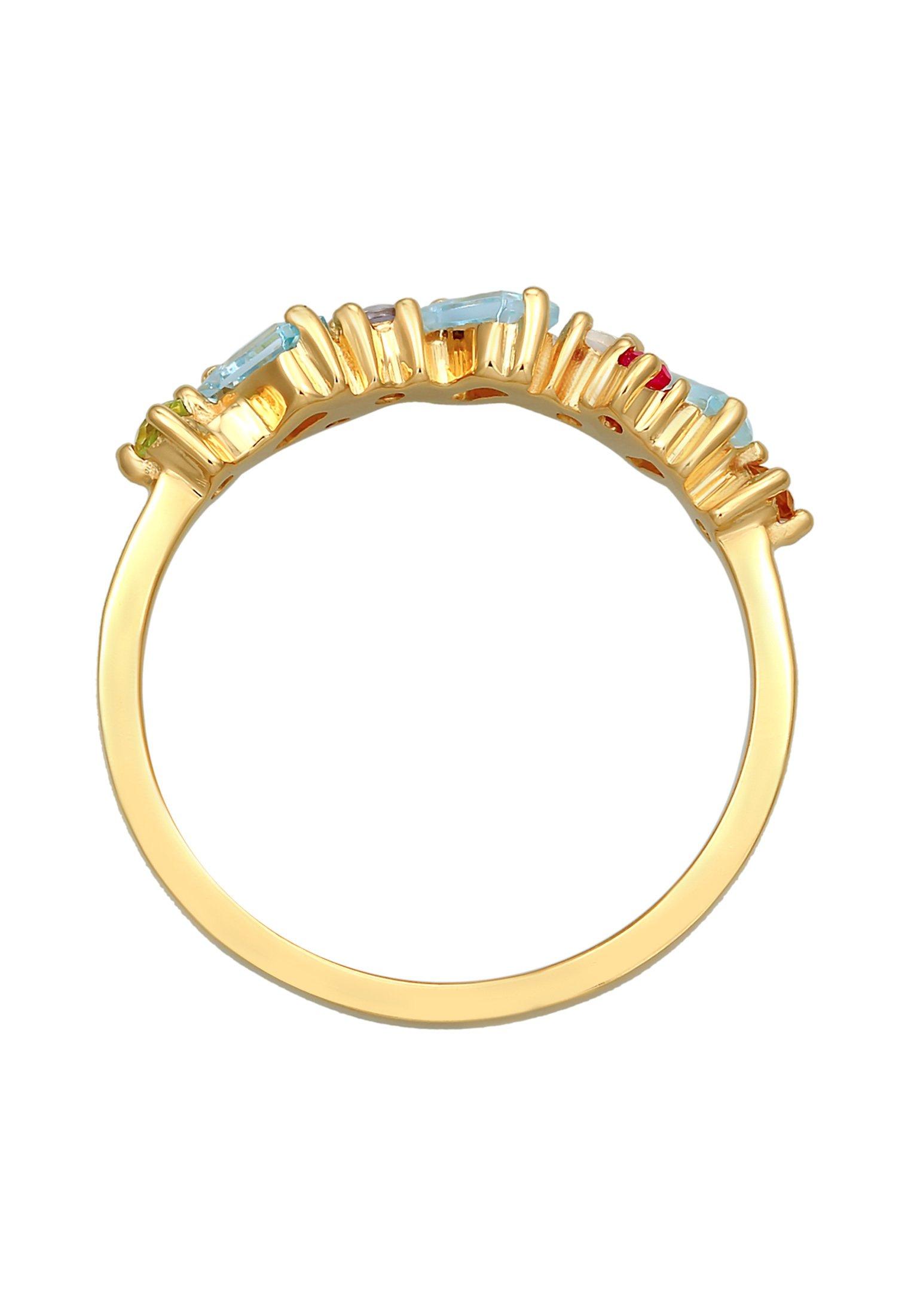 Elli Ring Elli Premium Ring Peridot Topas Mondstein Glamour 925 Silber Vergoldet