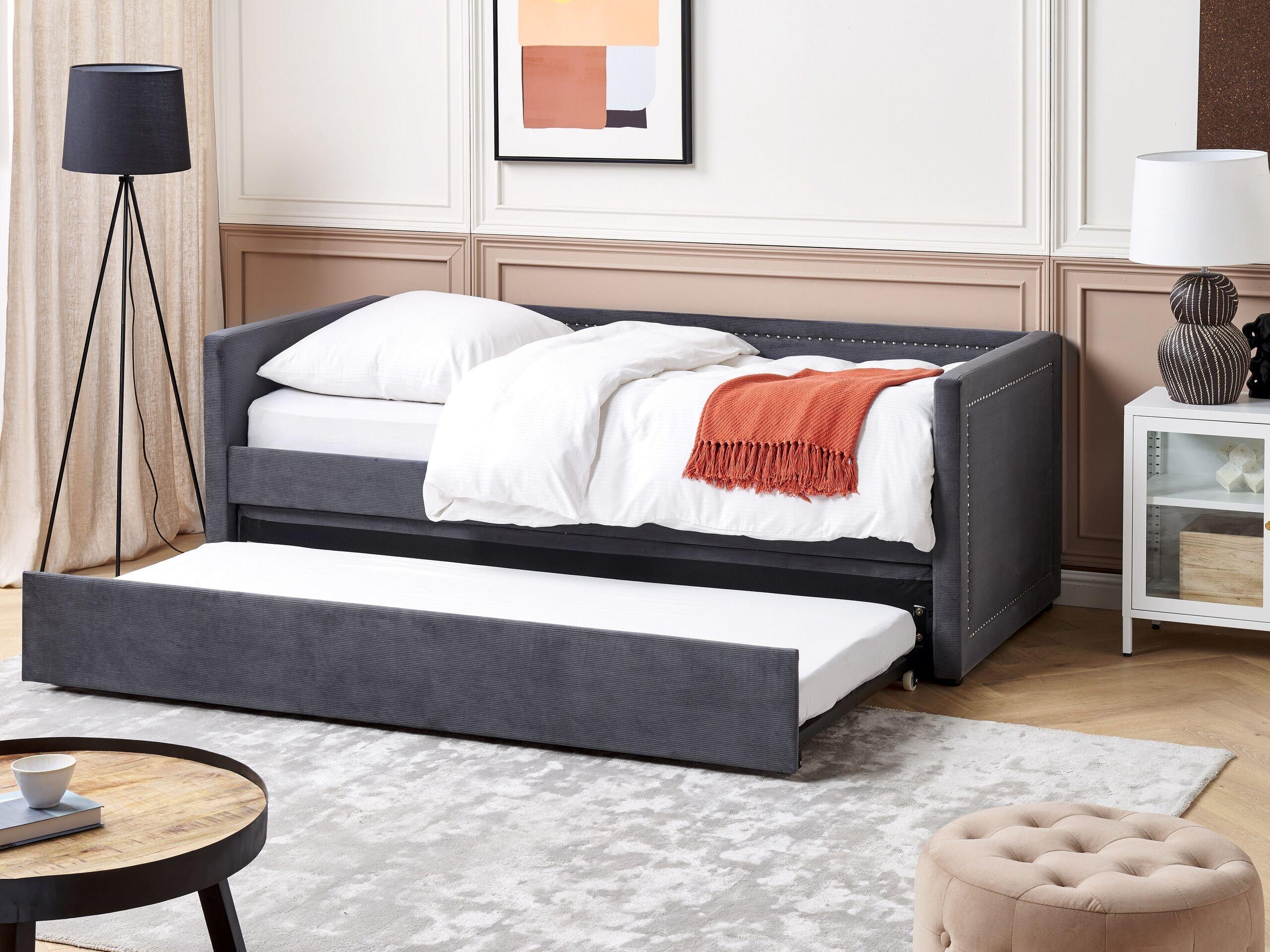 Beliani Bett mit Lattenrost aus Cord Modern MIMIZAN