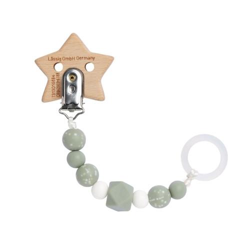 LÄSSIG Personalisierte Schnullerkette Little Universe Star olive