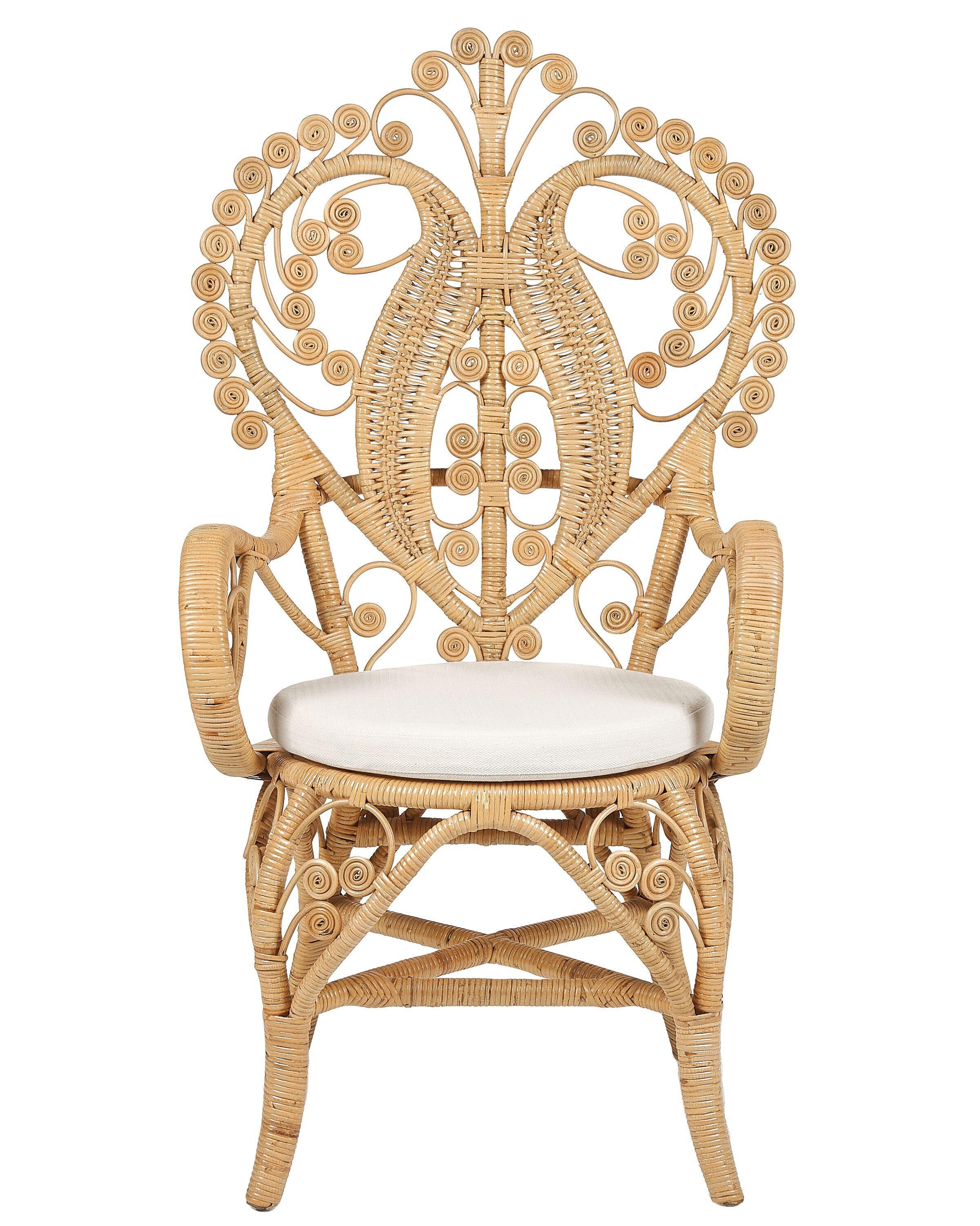 Beliani Pfauenstuhl aus Rattan Boho CARRARA