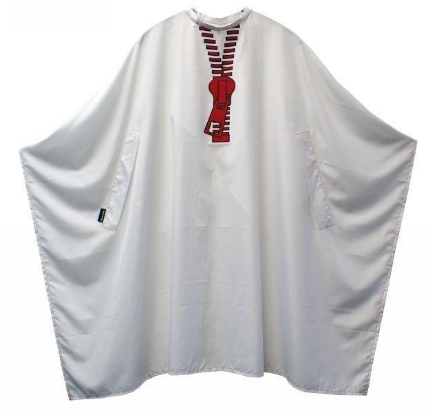 TREND-DESIGN Zipper Cape Haarschneideumhang weiss 135 x 148 cm