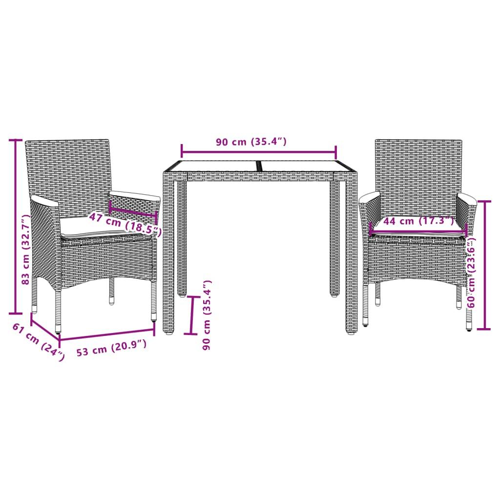 VidaXL Garten essgruppe poly-rattan