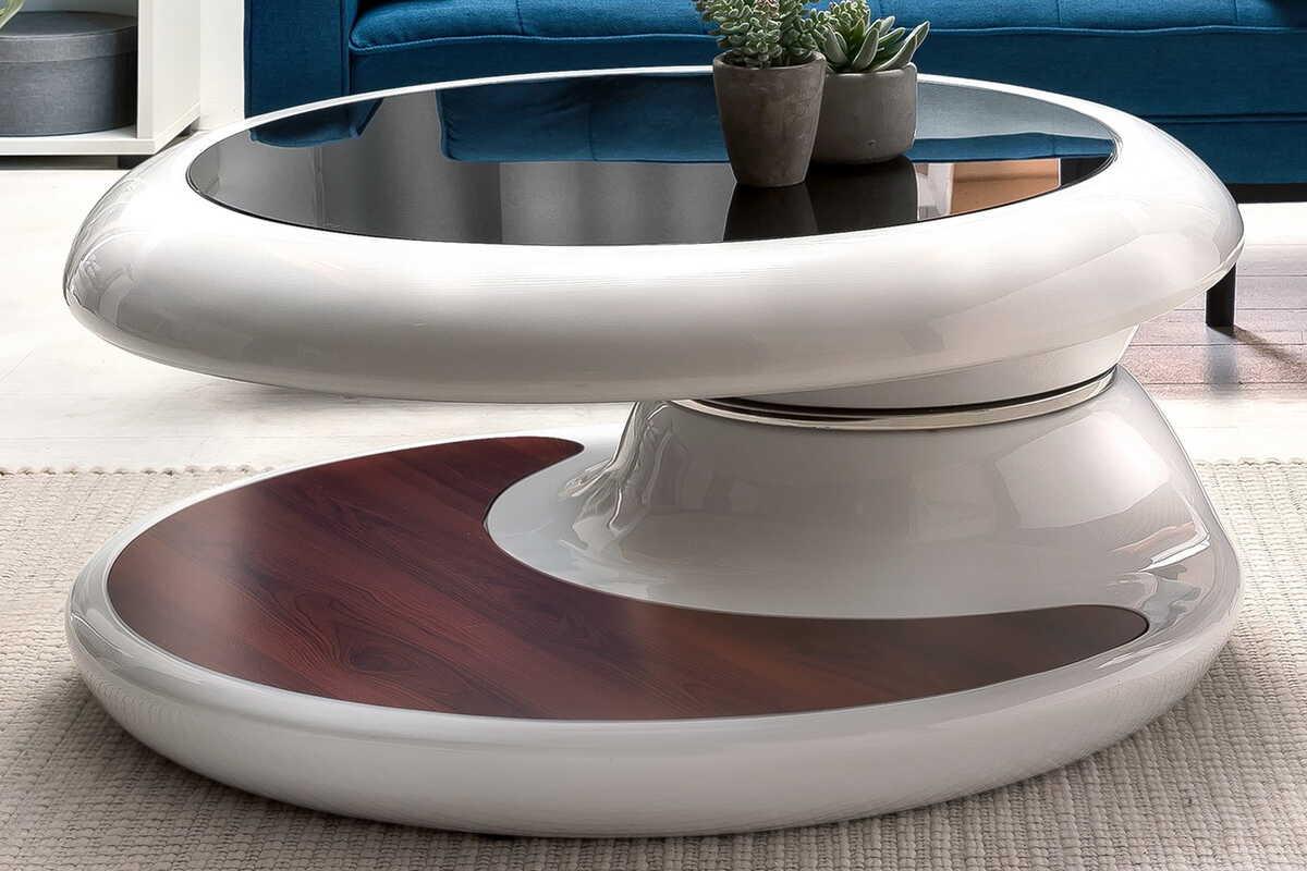mutoni Couchtisch 90x90x42cm Fiberglas Holz