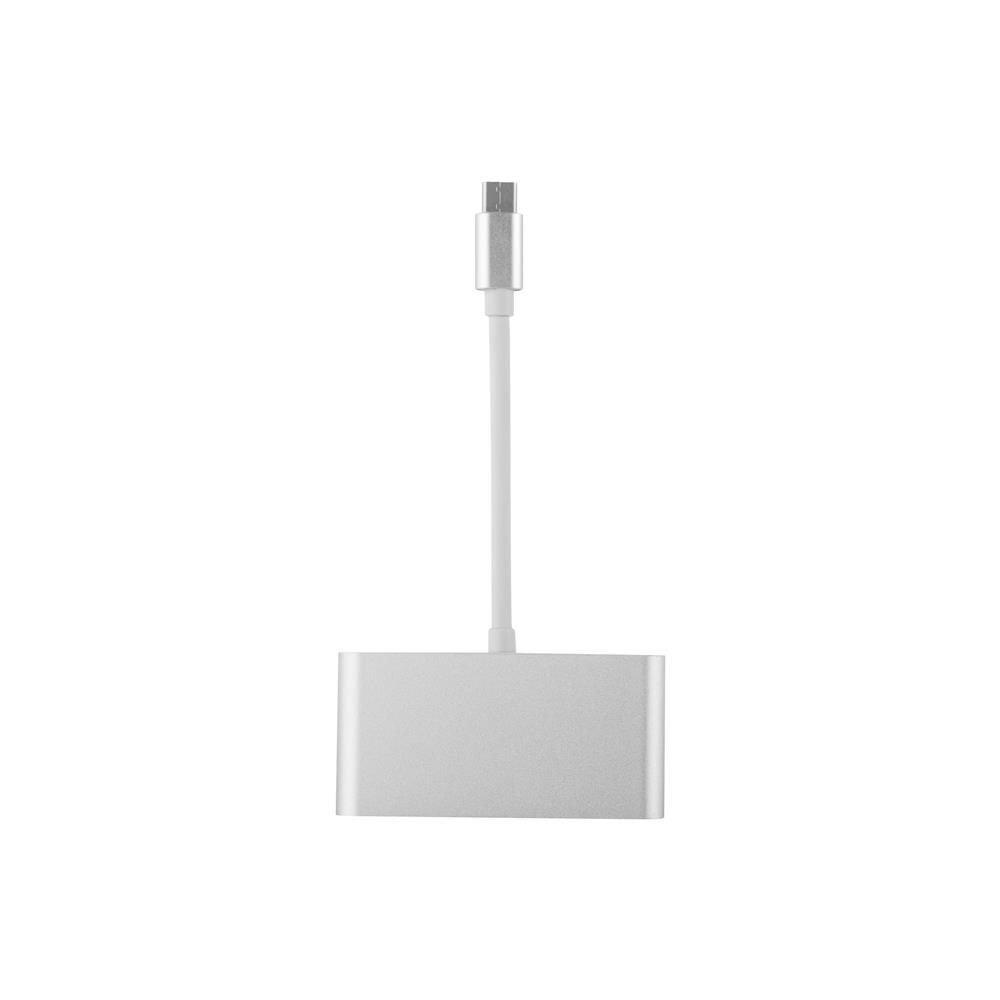 Cadorabo 4-Port USB Multischnittstelle Plug & Play mit USB-C Anschluss, USB-C Ladebuchse, 2 USB 2.0 und USB 3.0 Ports für Laptops, Tablets und modernen Geräte mit USB-C Ladeanschluss in SILBER