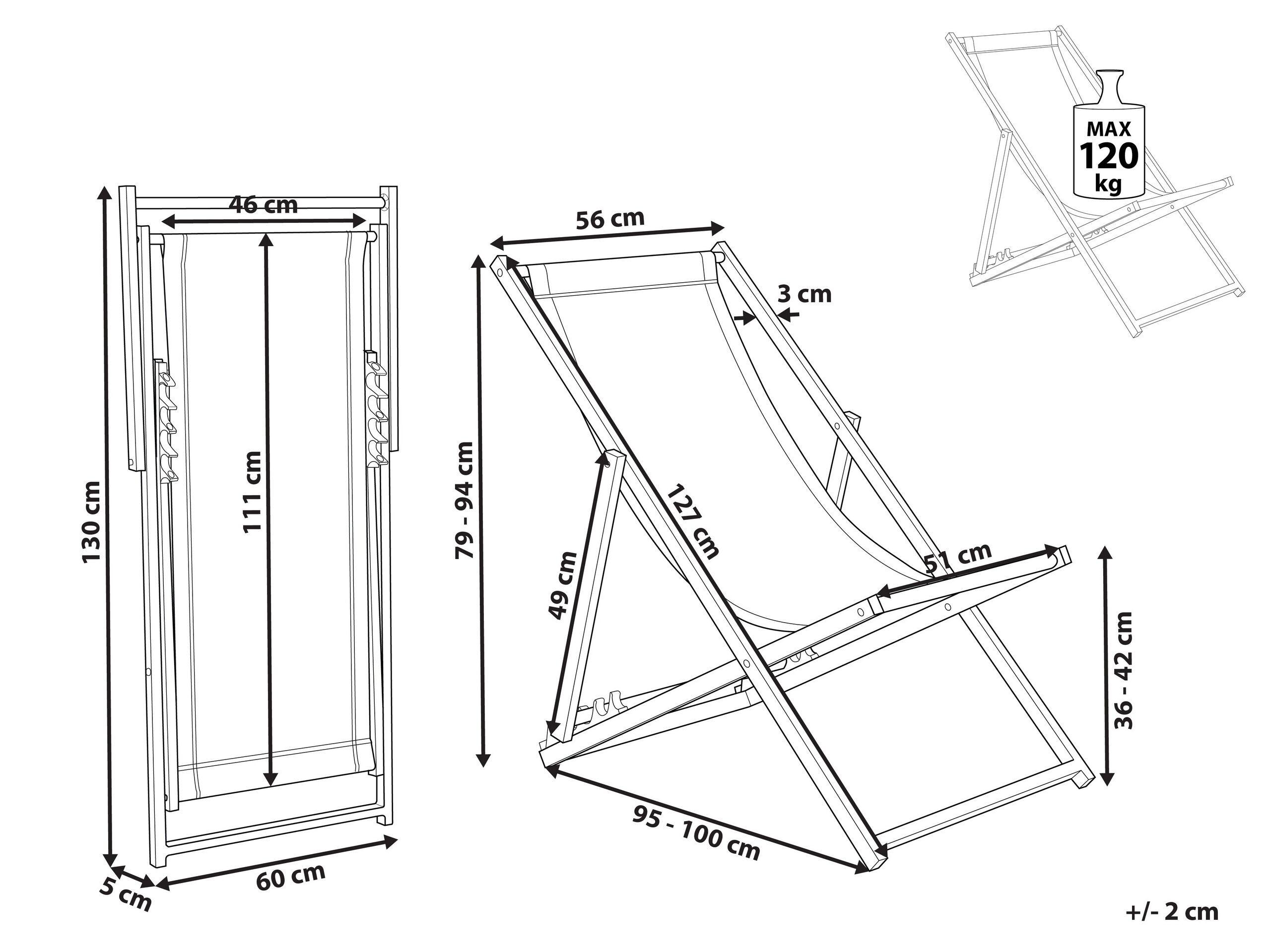 Beliani Klappbarer Liegestuhl aus Aluminium Klassisch LOCRI II