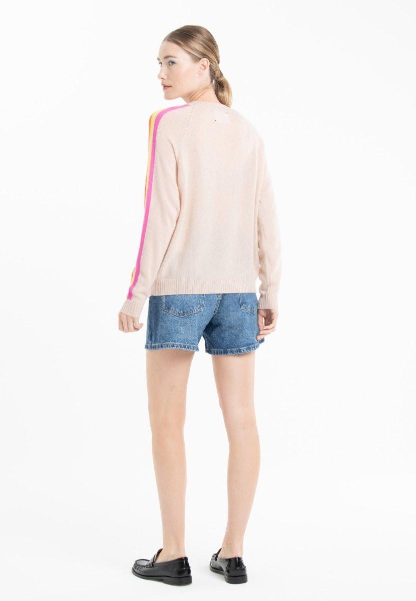 Studio Cashmere8 Rundhalspullover aus Kaschmir mit farbigem Streifen an den Ärmeln 2-fädig KELLY 30