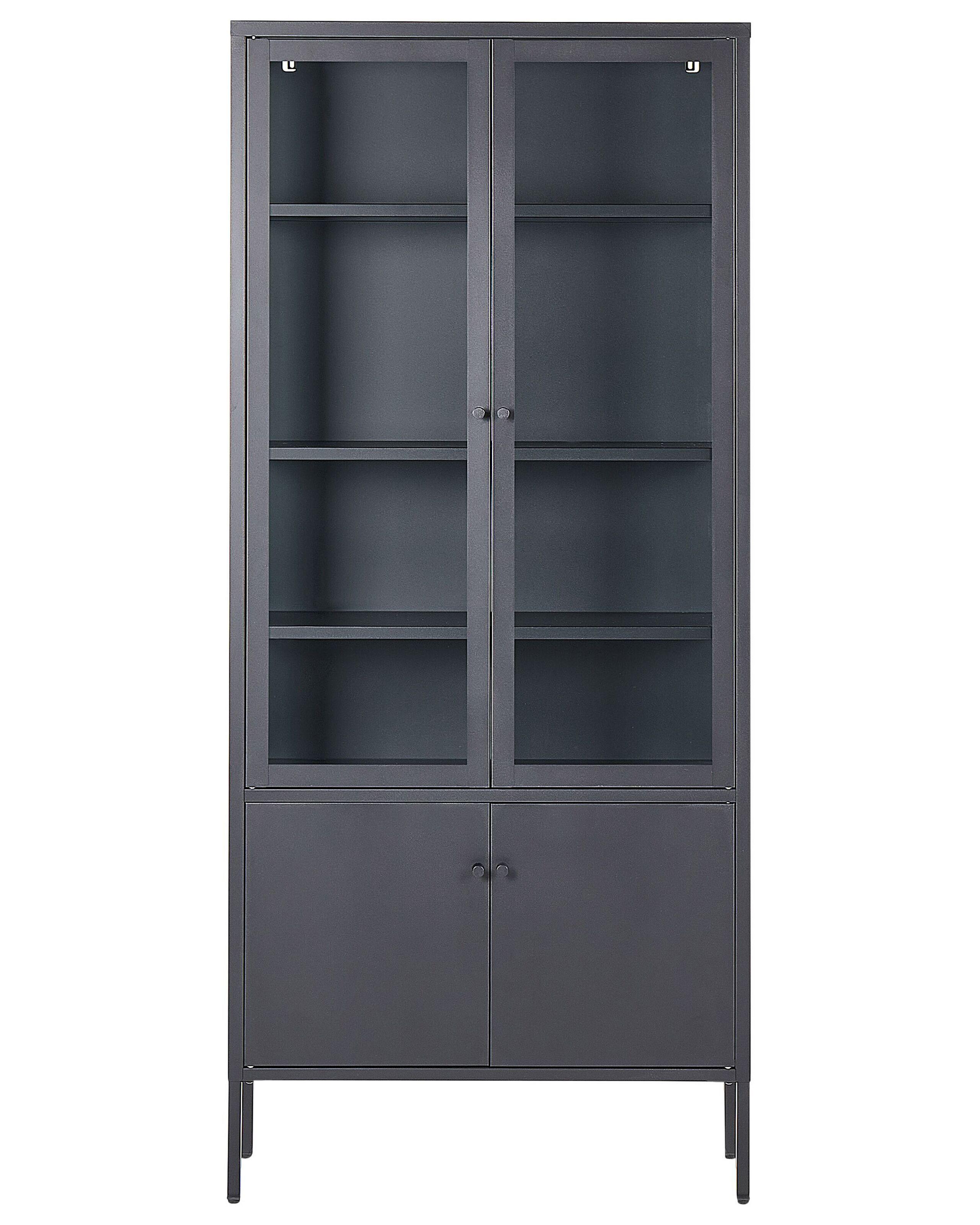 Beliani Vitrine mit Glastüren aus Stahl Modern OXTED
