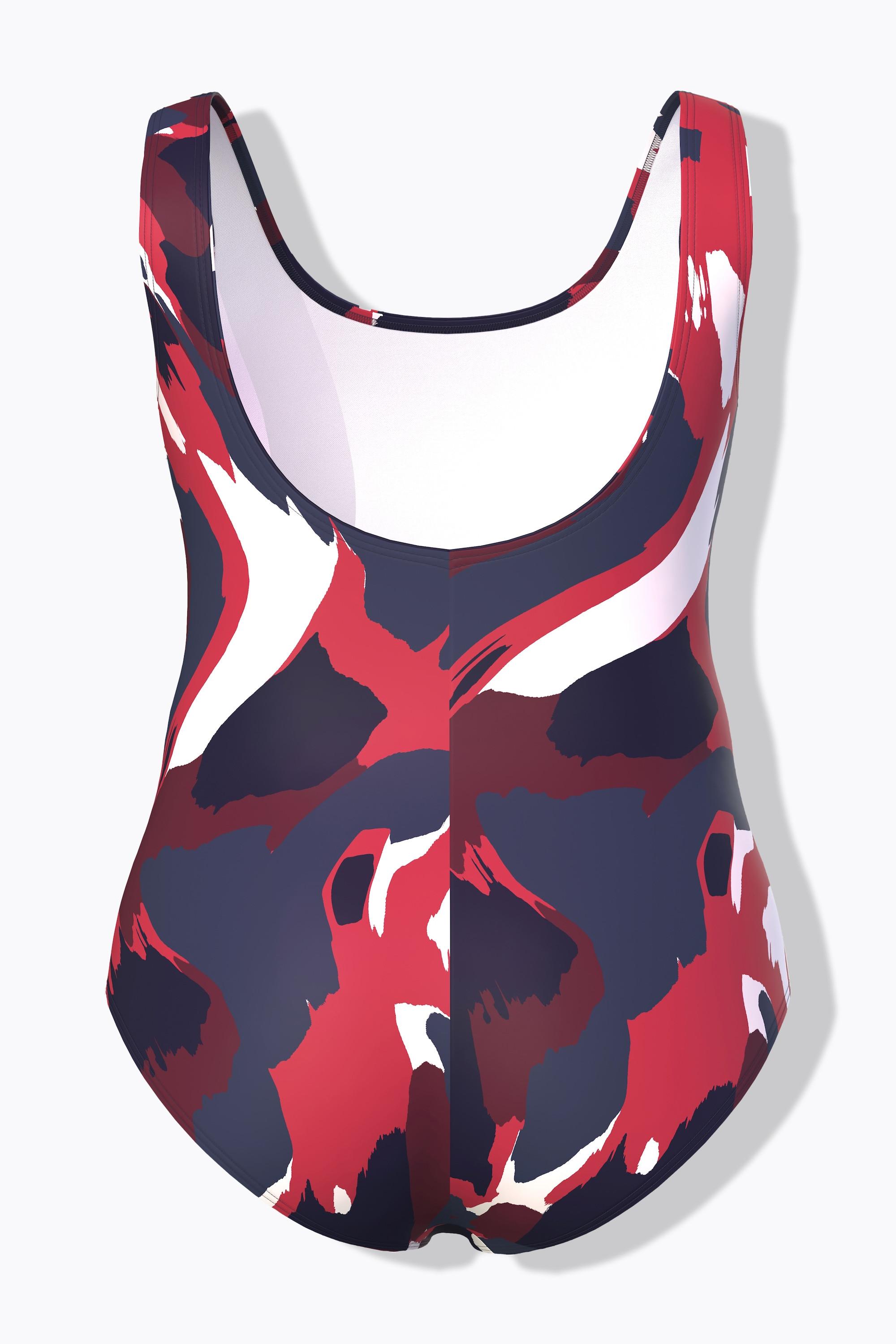 Ulla Popken Badeanzug, Fleckenmuster, ohne Softcups, Rundhals