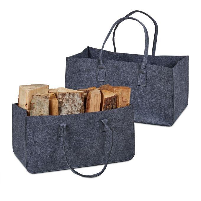 B2X Set mit 2 Brennholzsäcken aus Filz